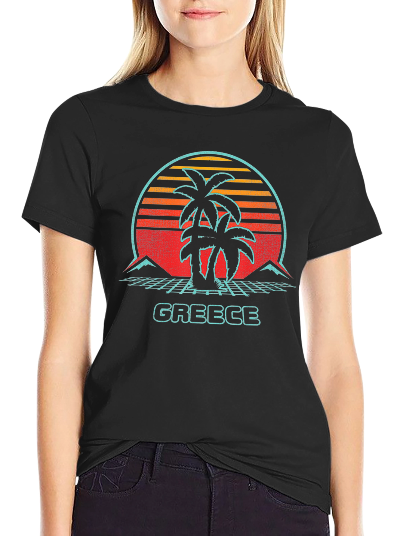 Retro Greece Palm Tree Graphic Tee
