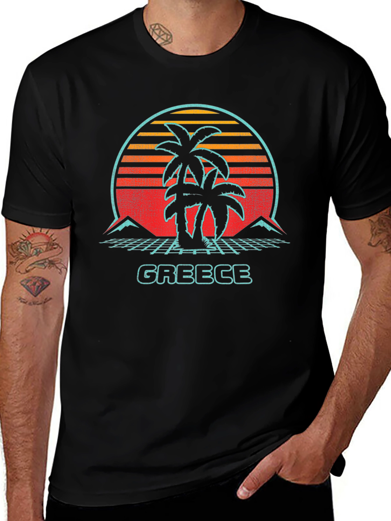 Retro Greece Palm Tree Graphic Tee