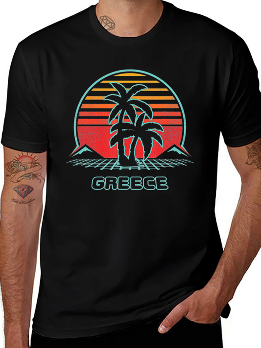 Retro Greece Palm Tree Graphic Tee