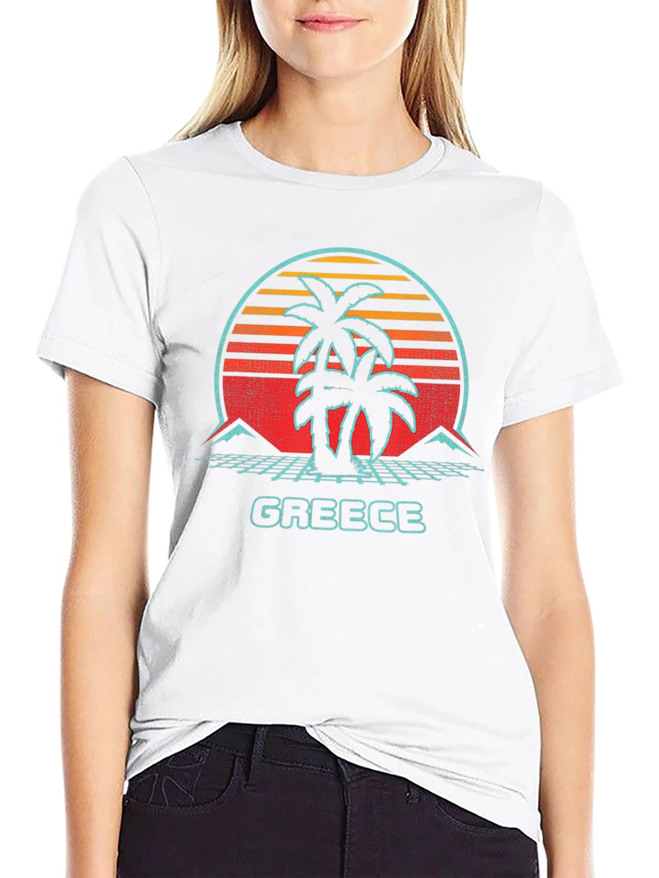Retro Greece Palm Tree Graphic Tee