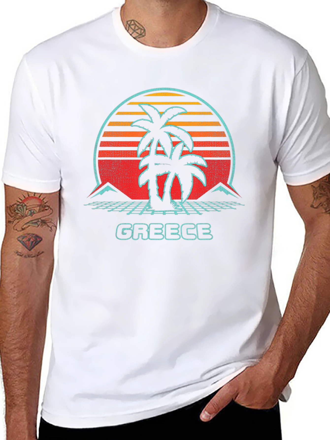 Retro Greece Palm Tree Graphic Tee