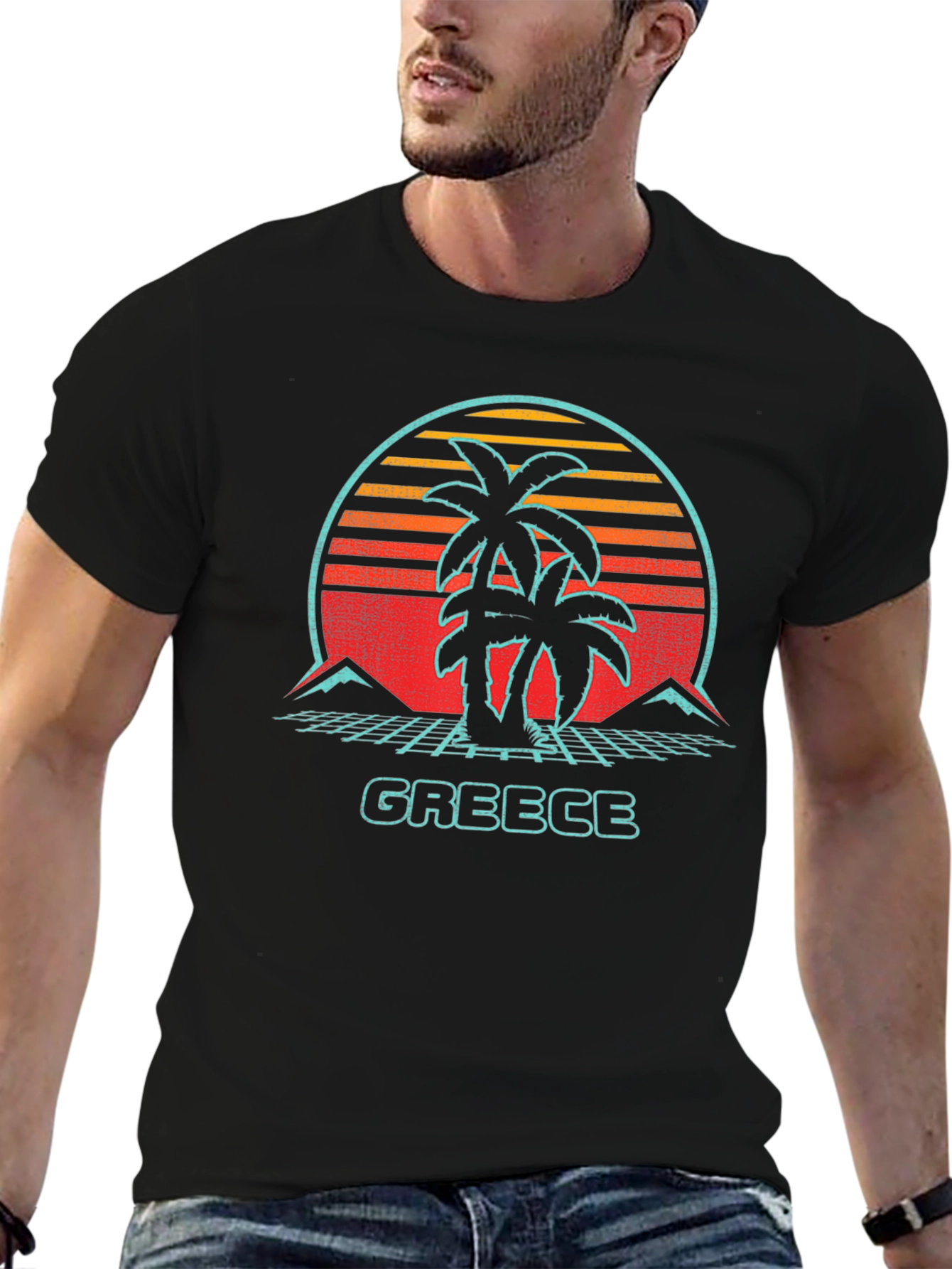 Retro Greece Palm Tree Graphic Tee