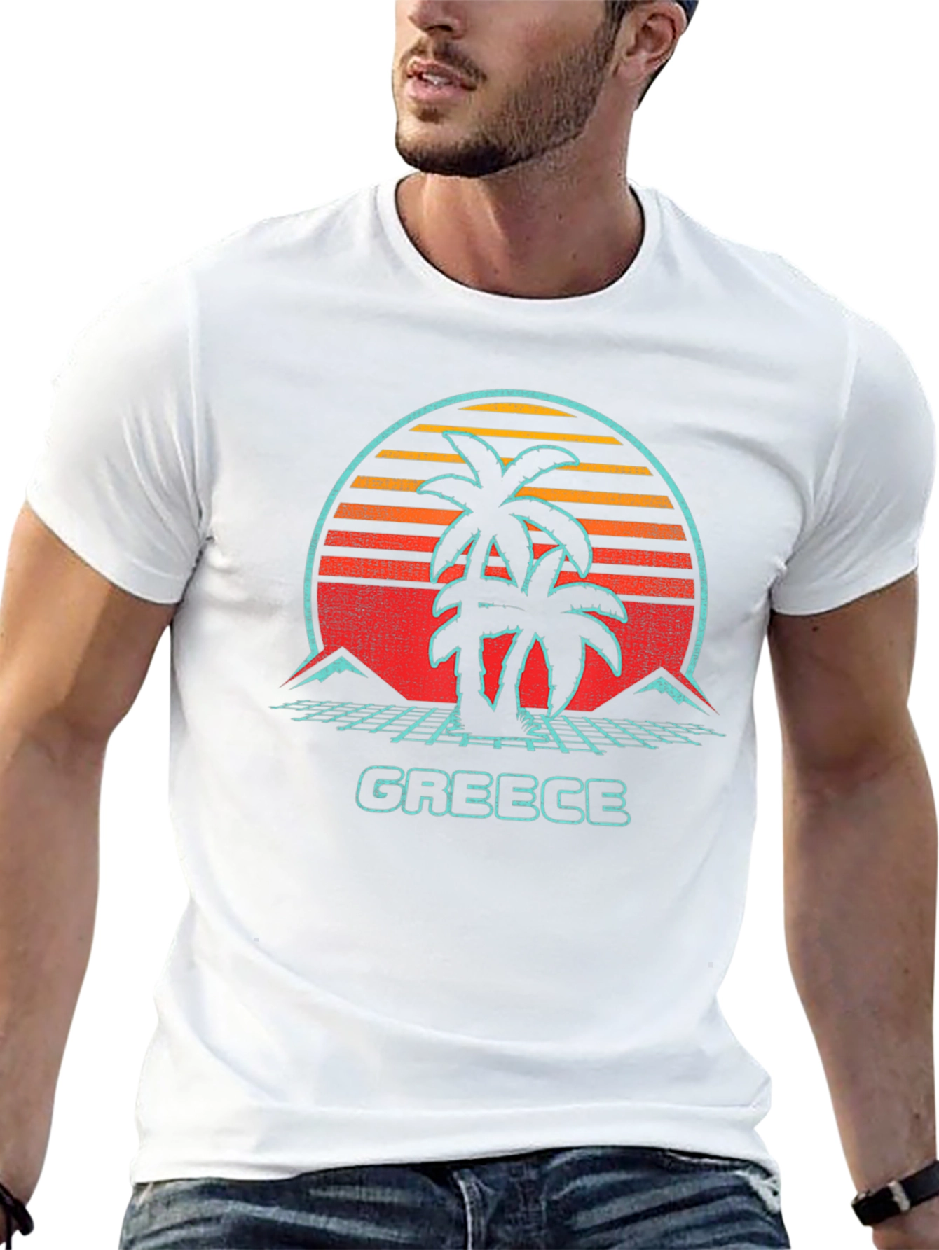 Retro Greece Palm Tree Graphic Tee