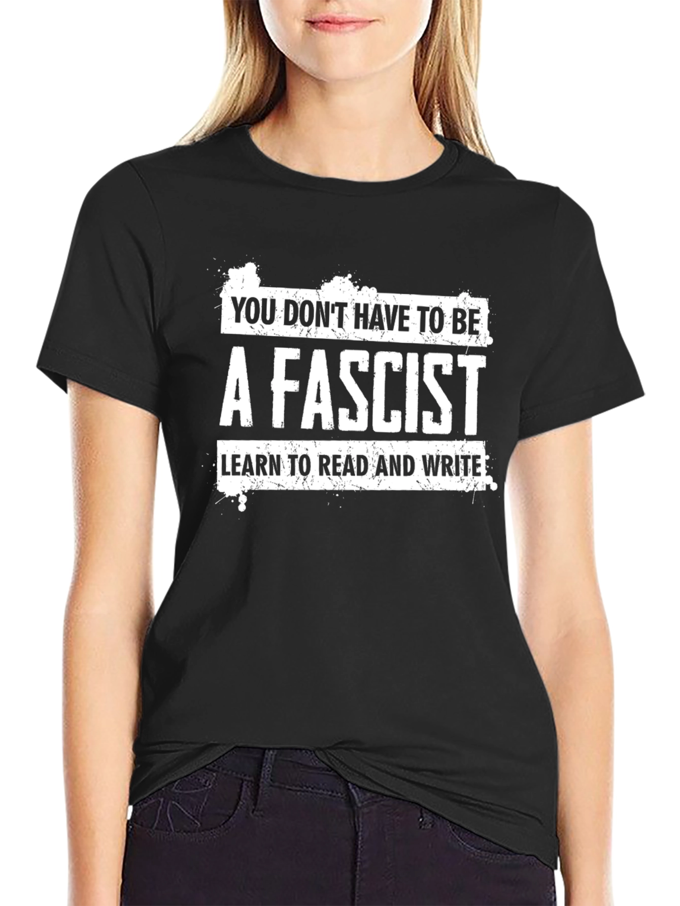 Anti-Fascist Black T-Shirt: Read & Write