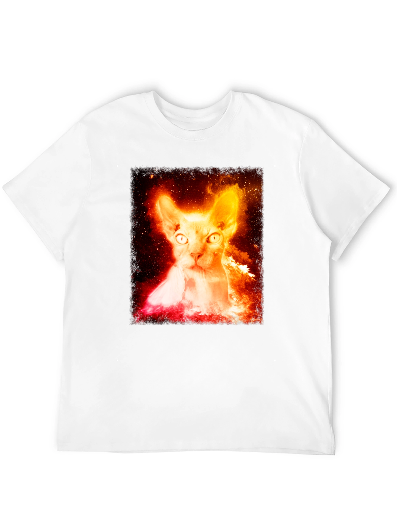 Sphynx Cat Galaxy Graphic Black T-Shirt
