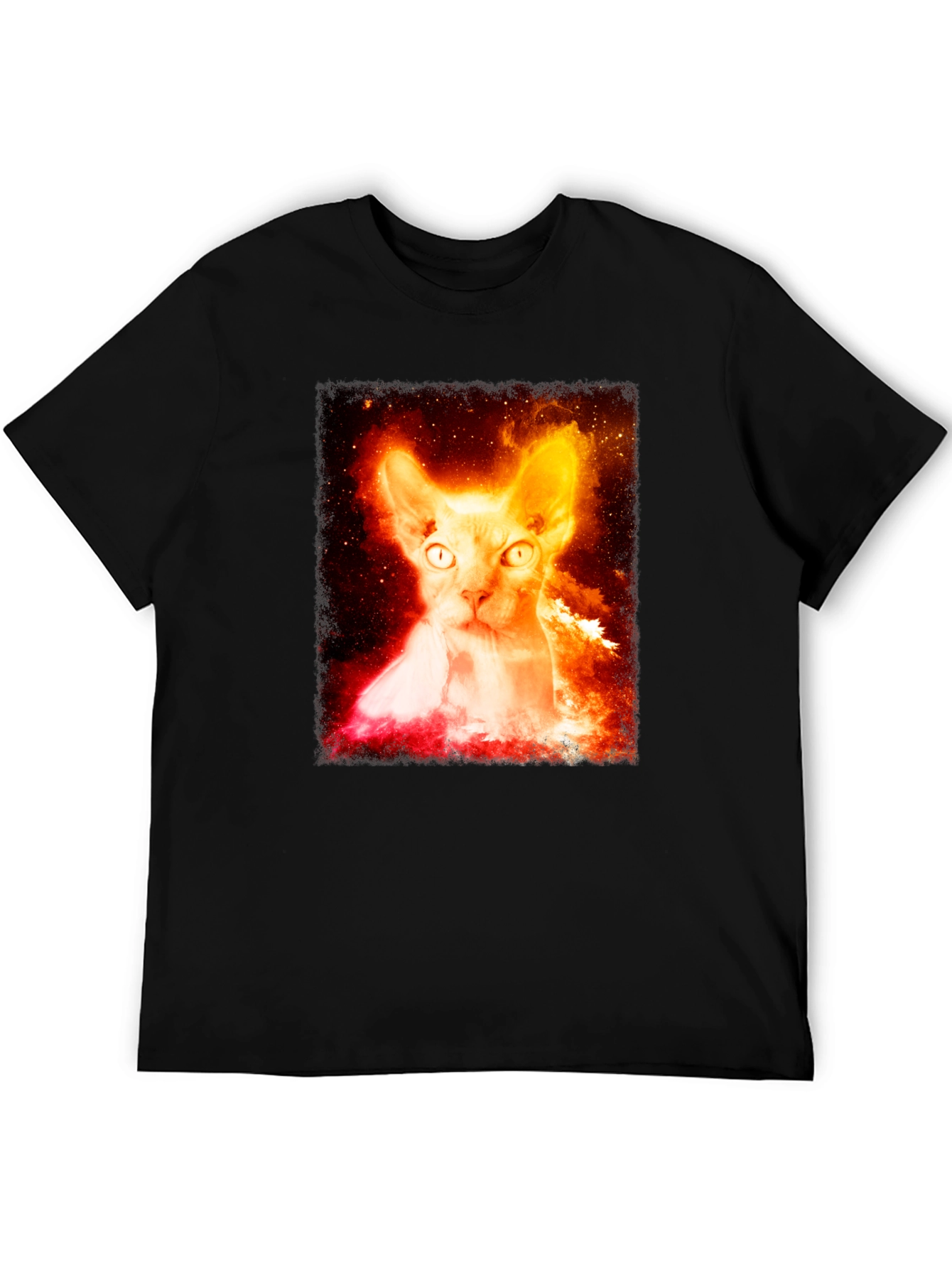 Sphynx Cat Galaxy Graphic Black T-Shirt