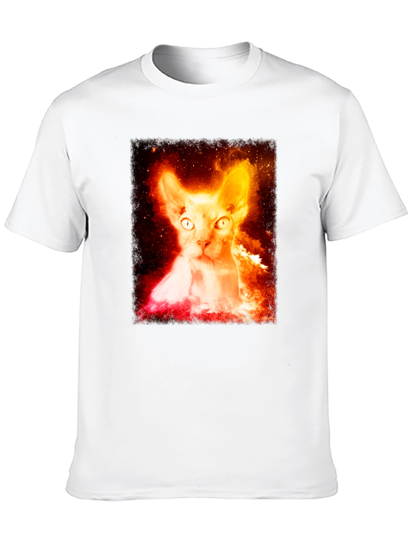 Sphynx Cat Galaxy Graphic Black T-Shirt
