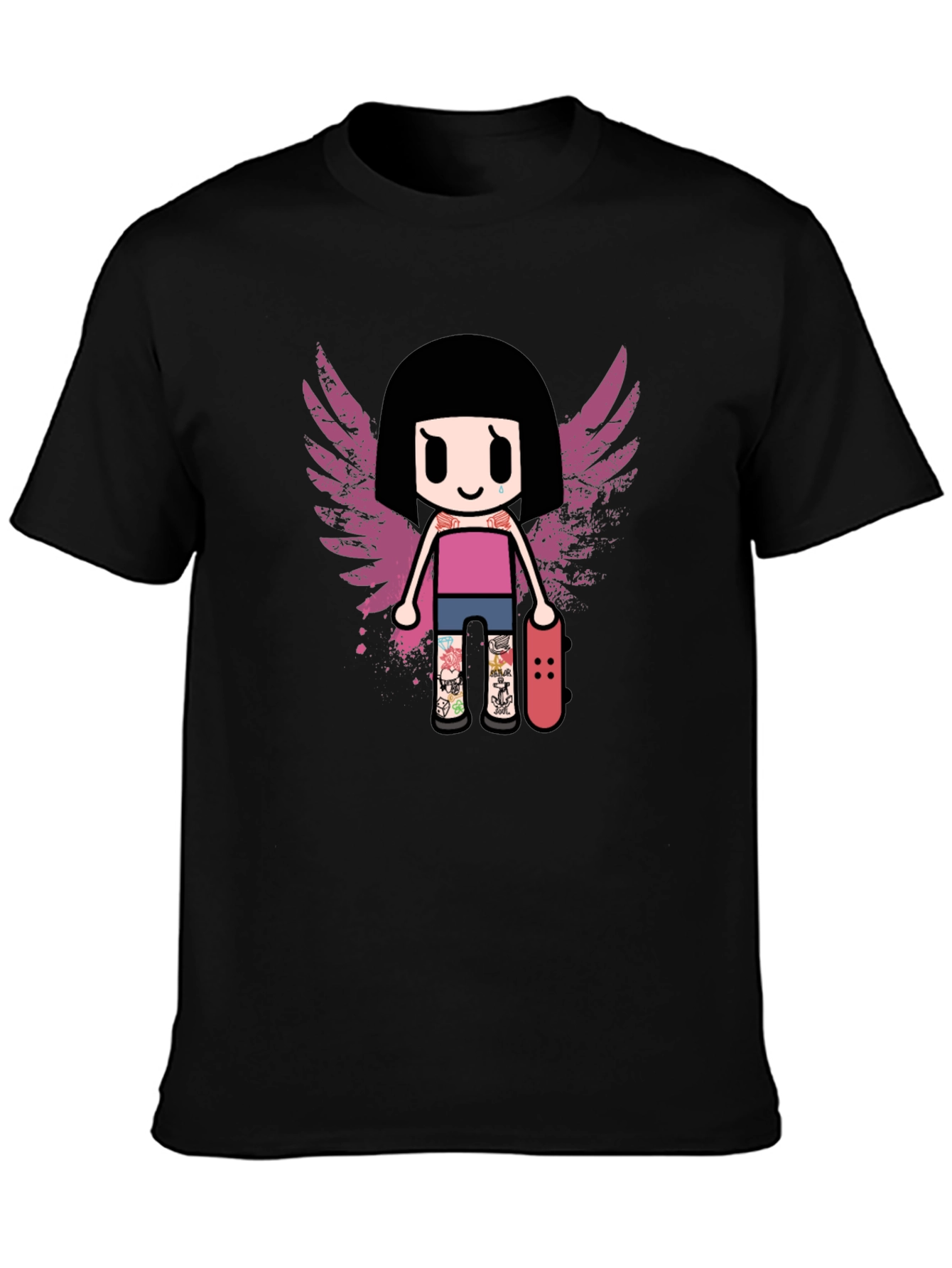 Graphic T-Shirt - Girl Skater with Wings Design