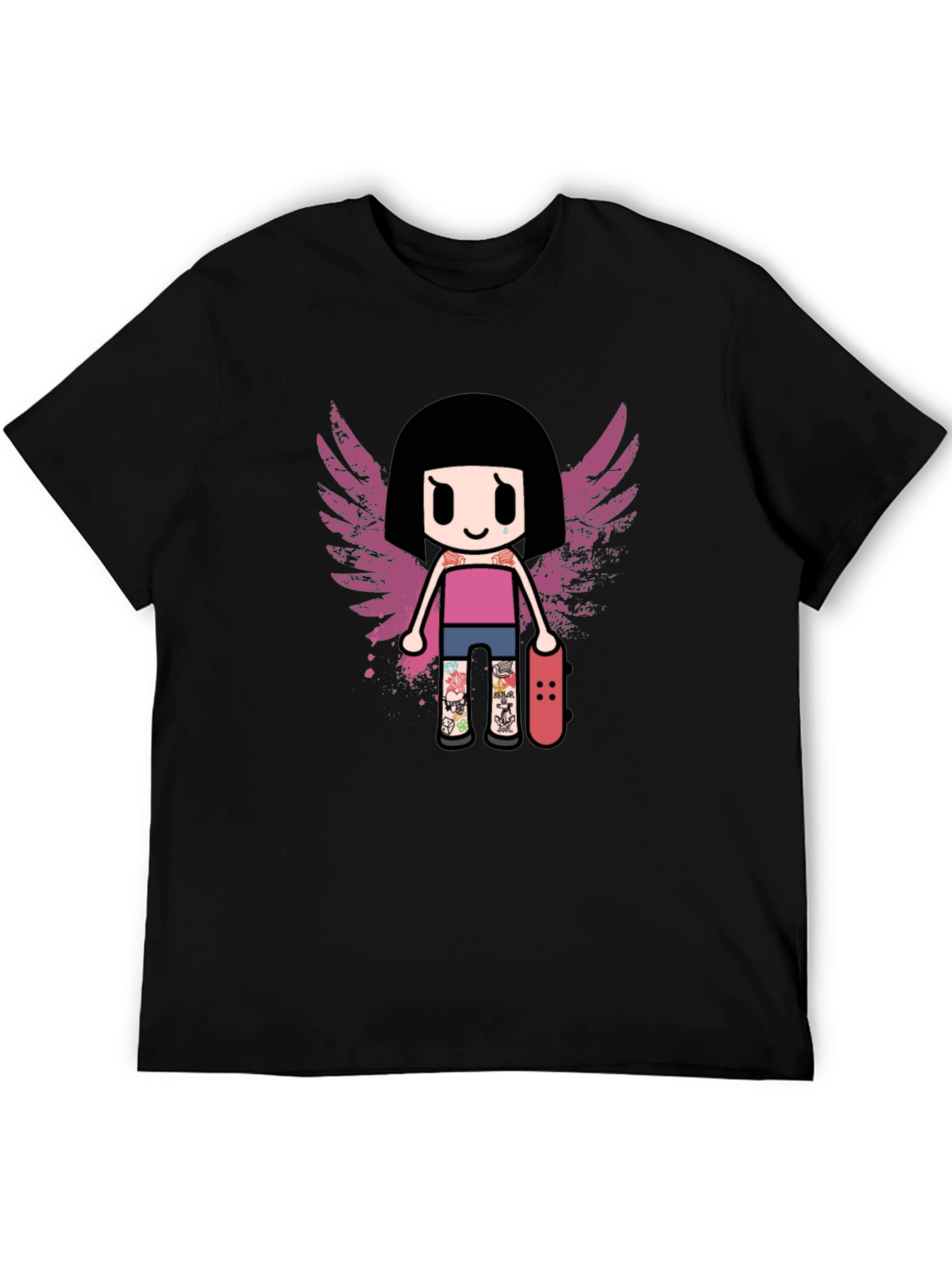 Graphic T-Shirt - Girl Skater with Wings Design