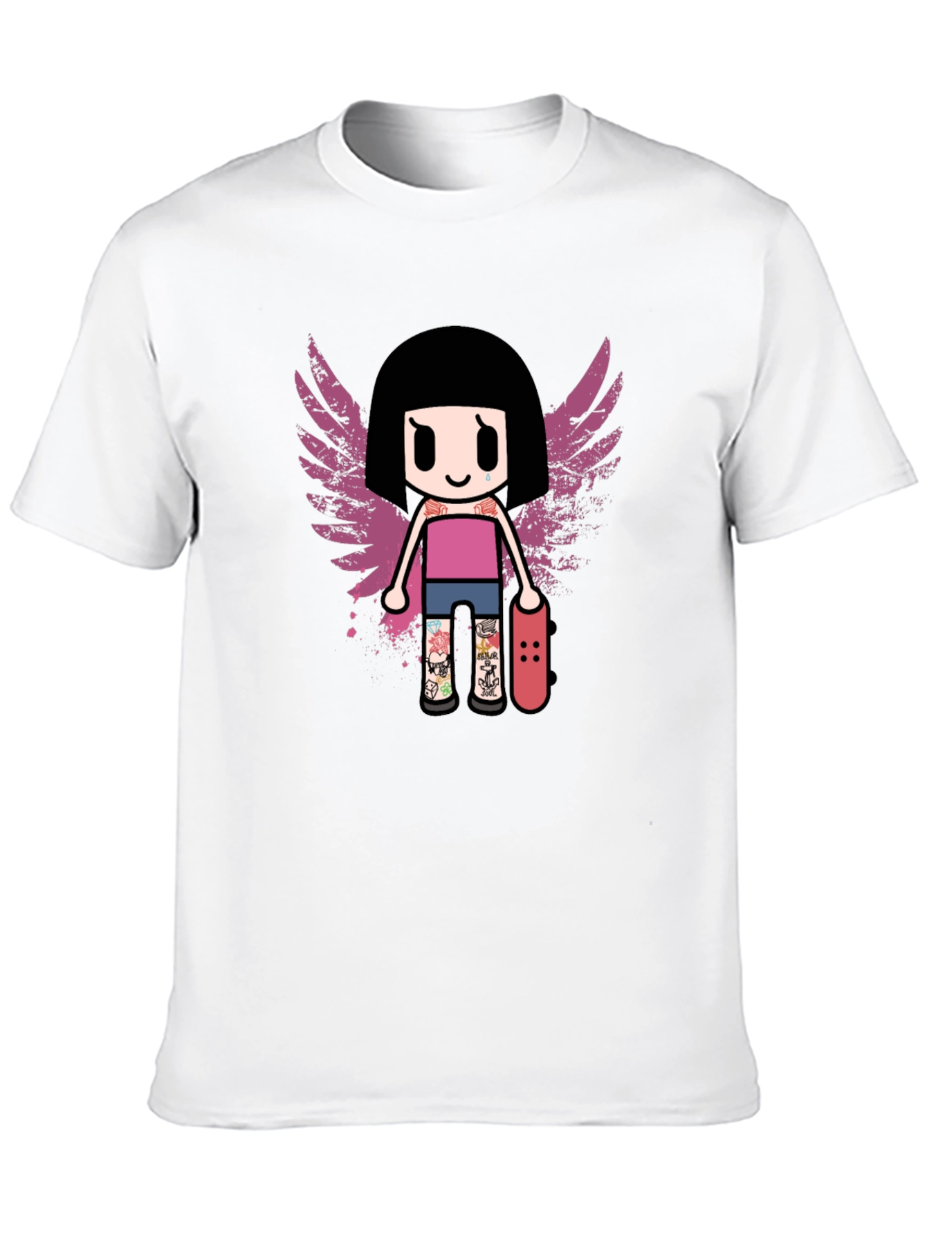 Graphic T-Shirt - Girl Skater with Wings Design