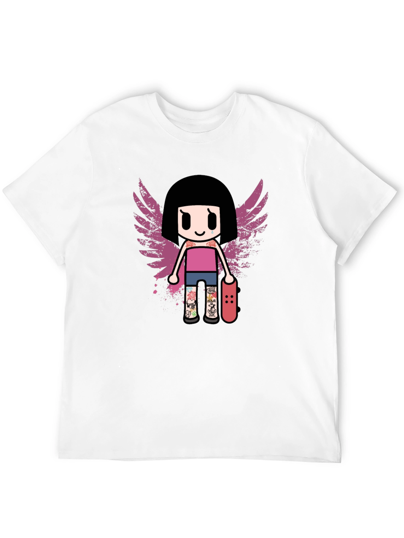 Graphic T-Shirt - Girl Skater with Wings Design