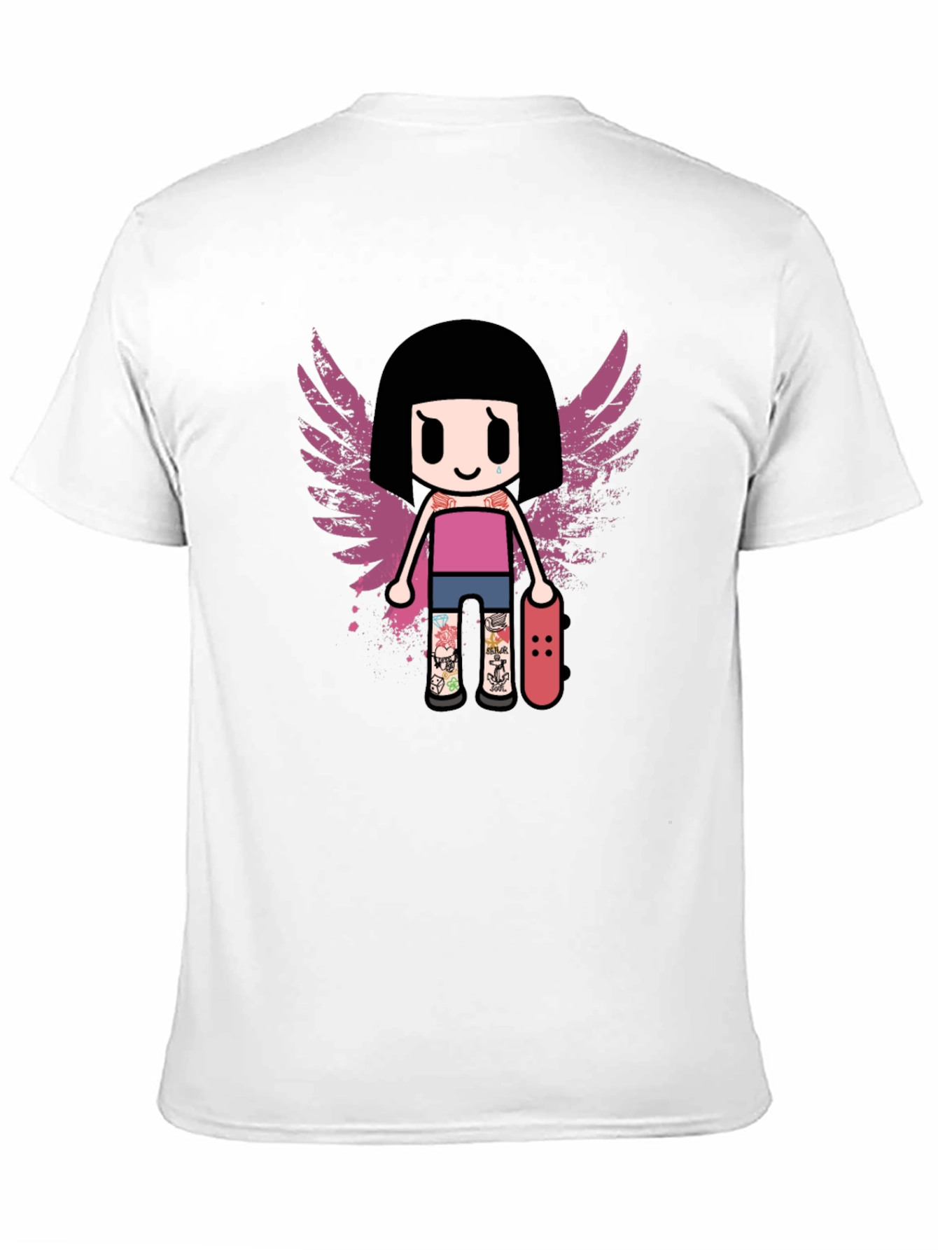 Graphic T-Shirt - Girl Skater with Wings Design