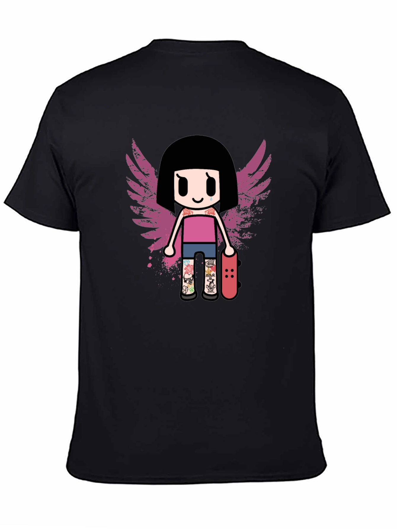 Graphic T-Shirt - Girl Skater with Wings Design