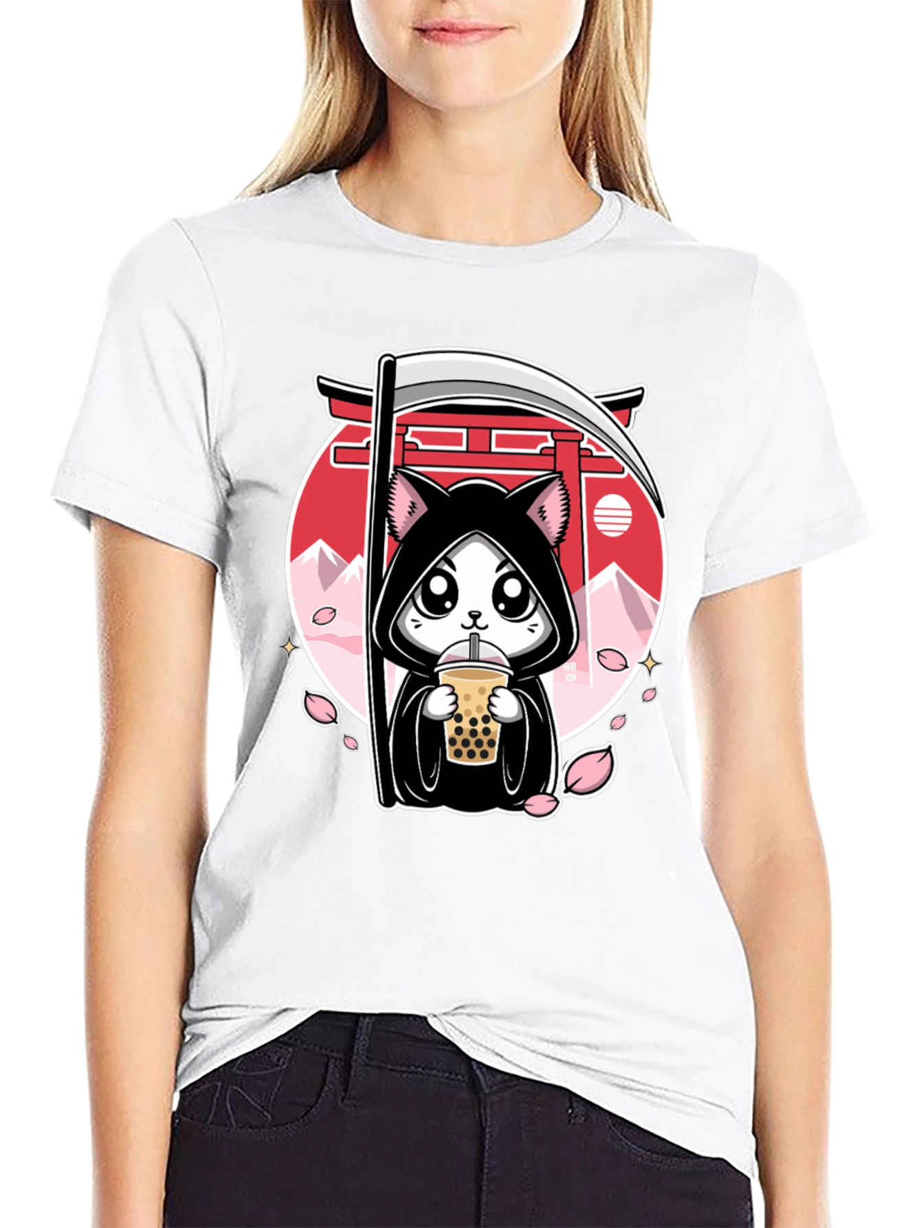 Kawaii Grim Reaper Cat T-Shirt