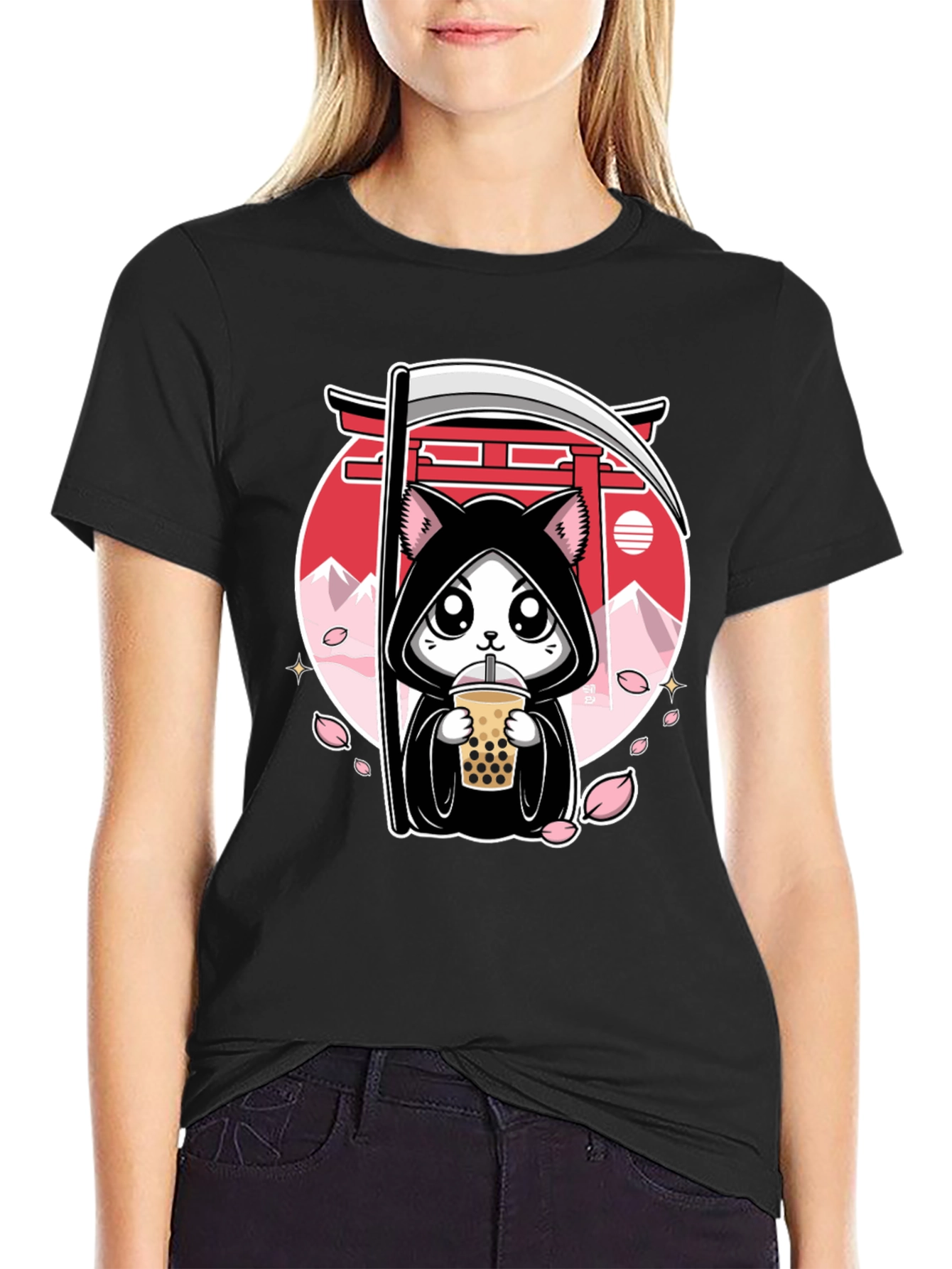 Kawaii Grim Reaper Cat T-Shirt