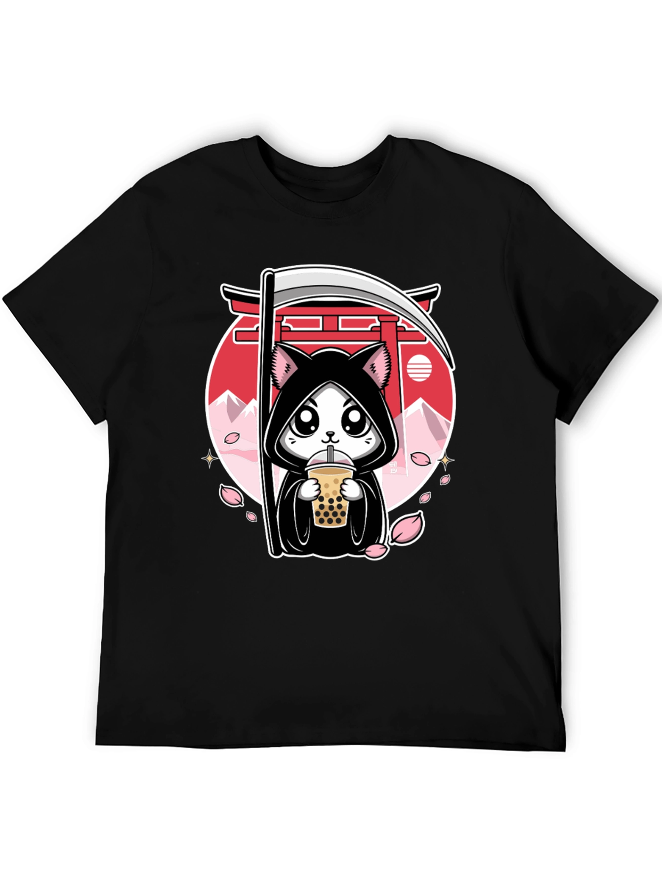 Kawaii Grim Reaper Cat T-Shirt