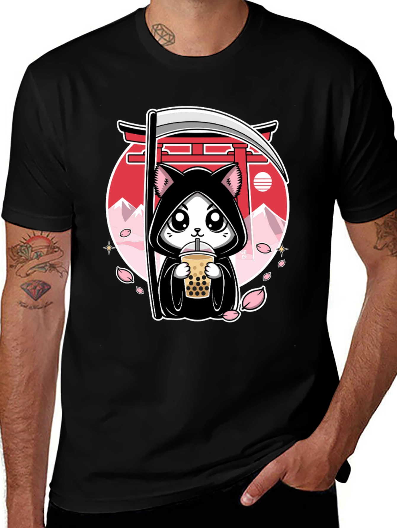 Kawaii Grim Reaper Cat T-Shirt