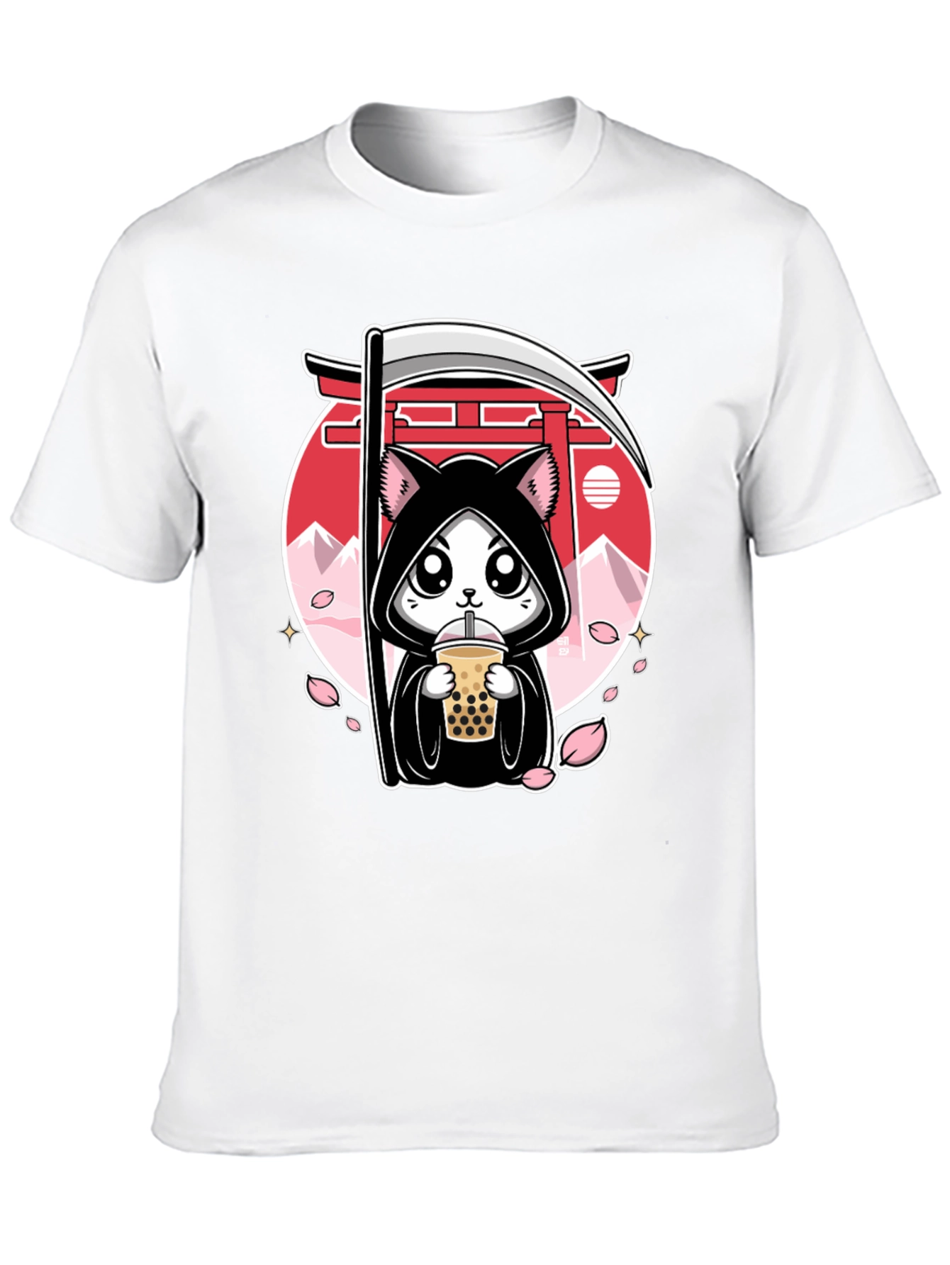 Kawaii Grim Reaper Cat T-Shirt