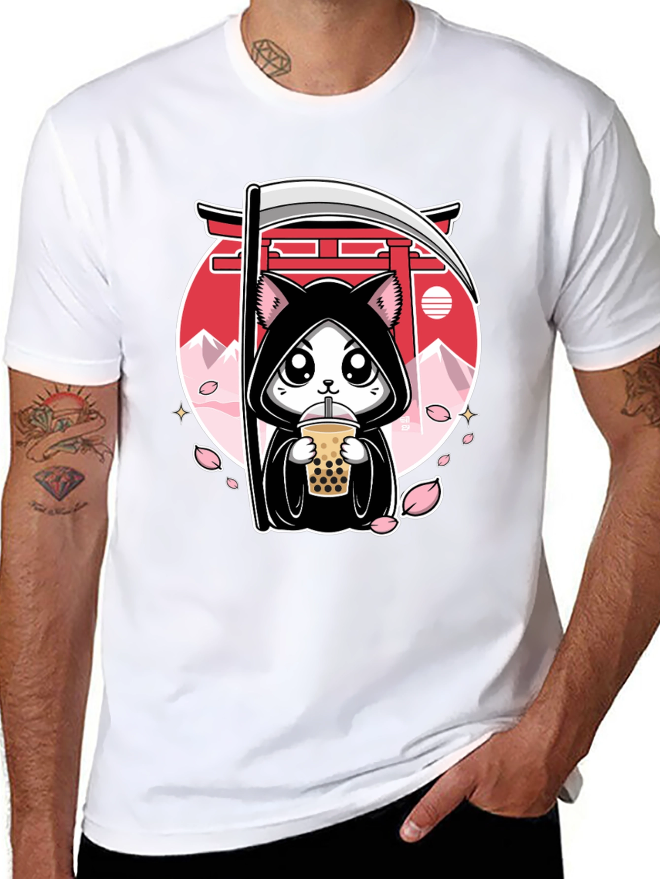 Kawaii Grim Reaper Cat T-Shirt