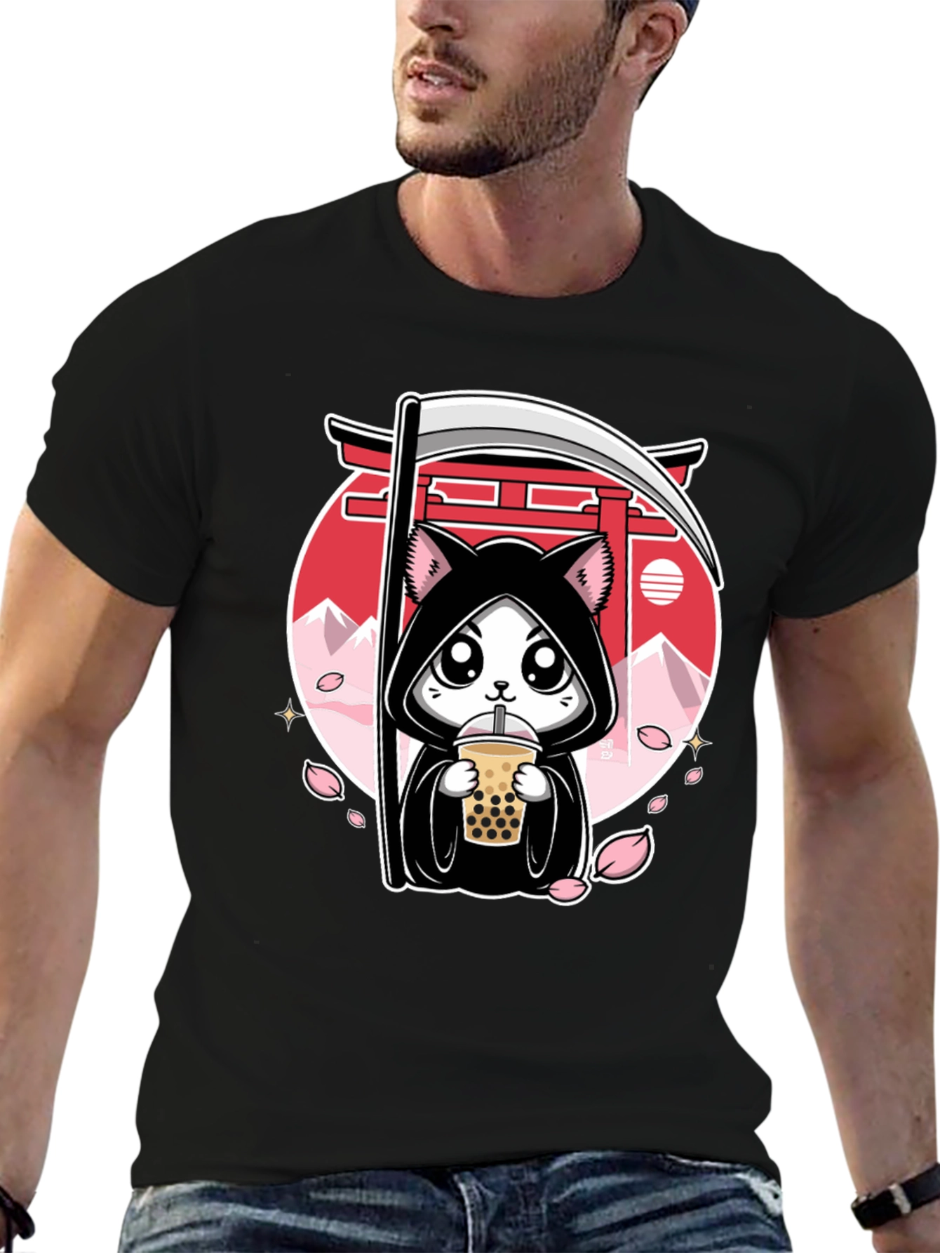 Kawaii Grim Reaper Cat T-Shirt