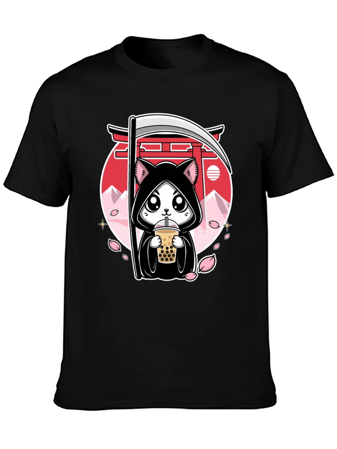 Kawaii Grim Reaper Cat T-Shirt