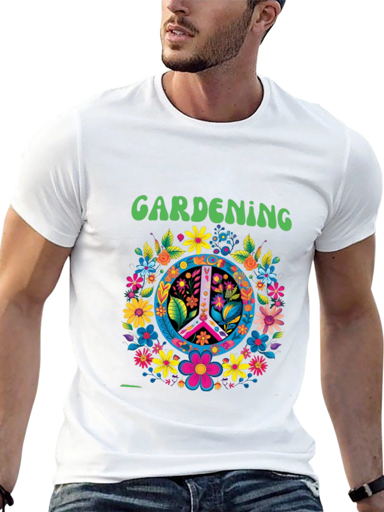 Gardening Peace Sign Floral T-Shirt