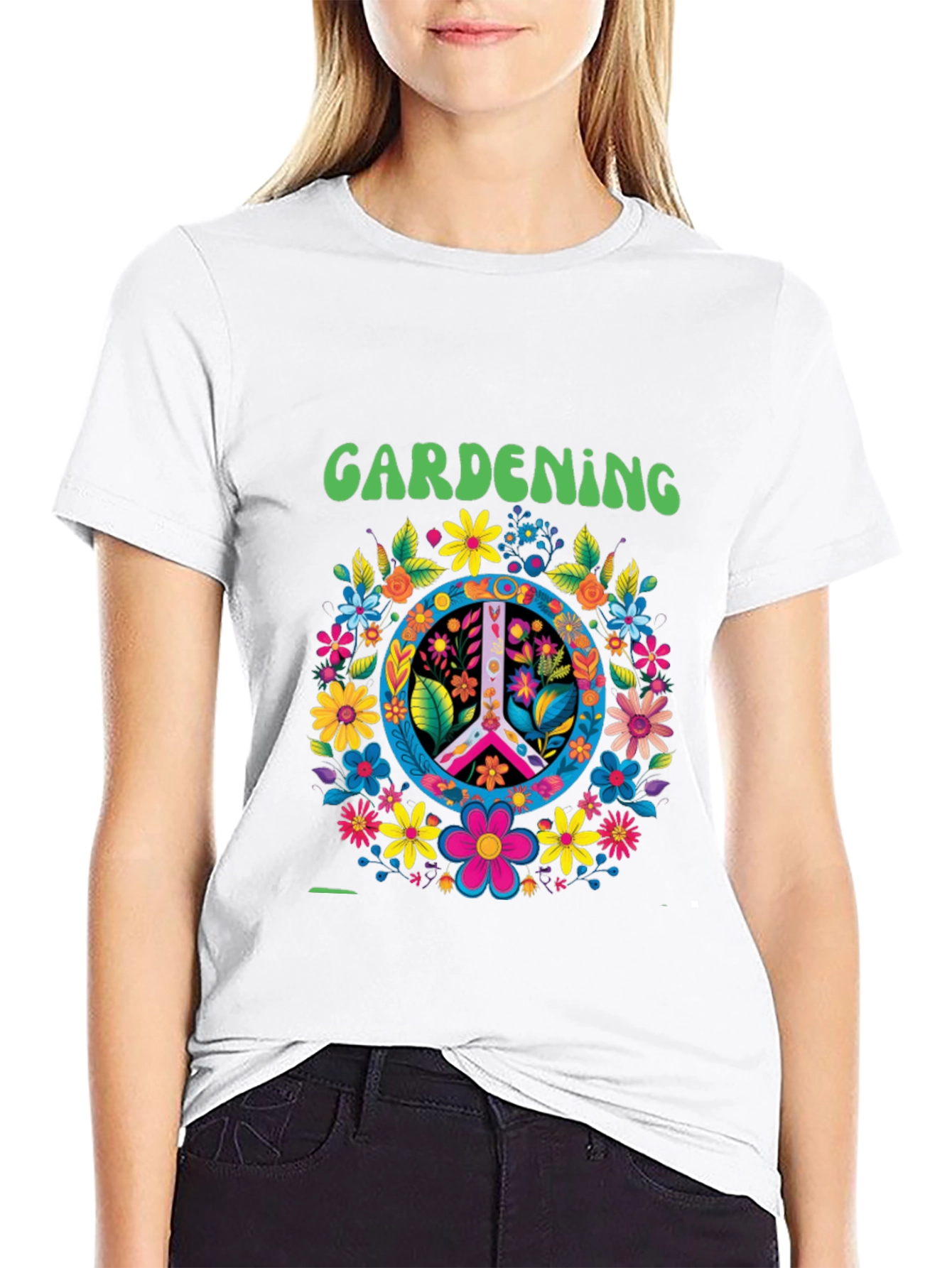 Gardening Peace Sign Floral T-Shirt
