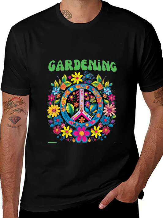 Gardening Peace Sign Floral T-Shirt