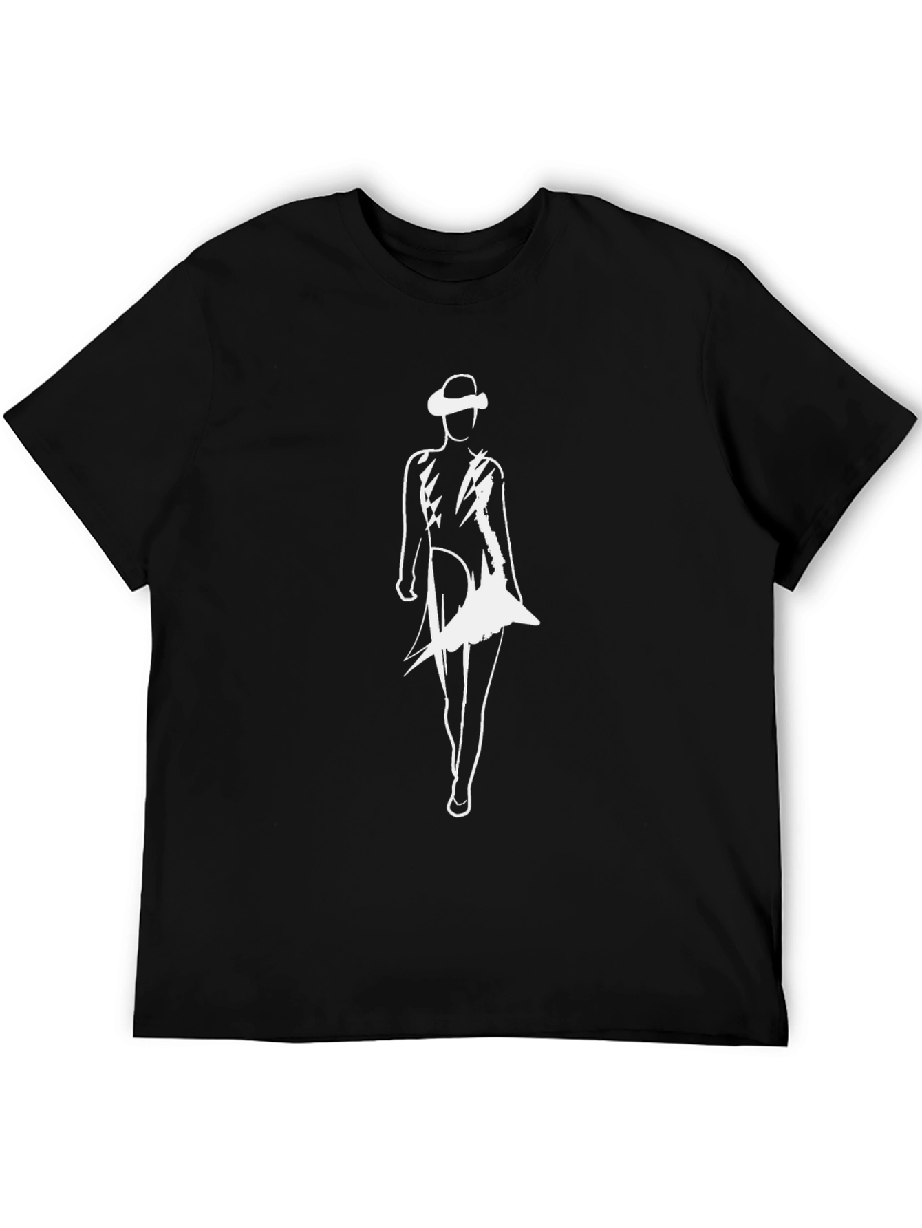 Stylish Black T-Shirt with White Fashion Figure Design