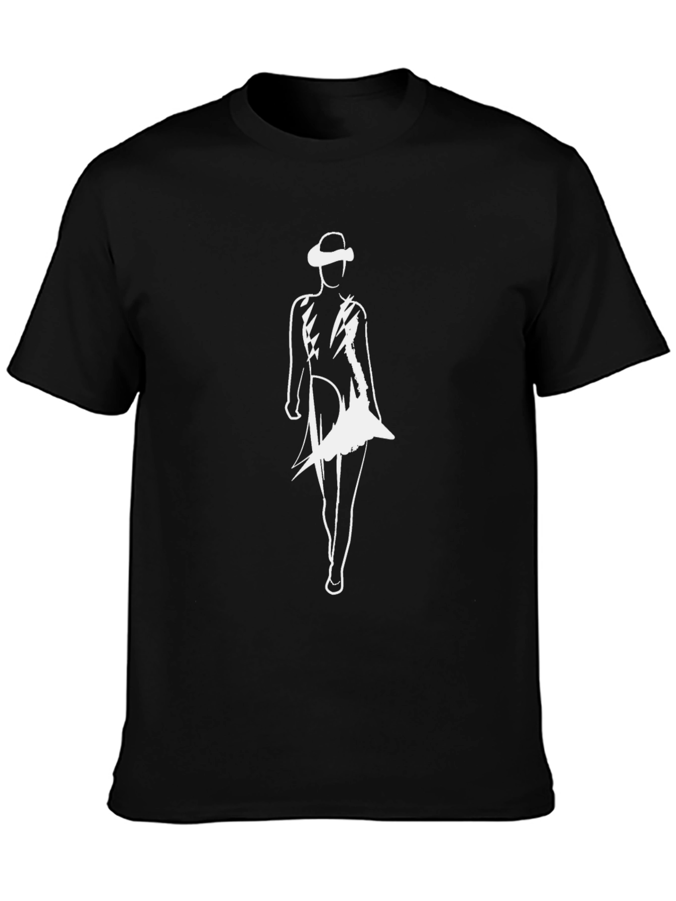 Stylish Black T-Shirt with White Fashion Figure Design