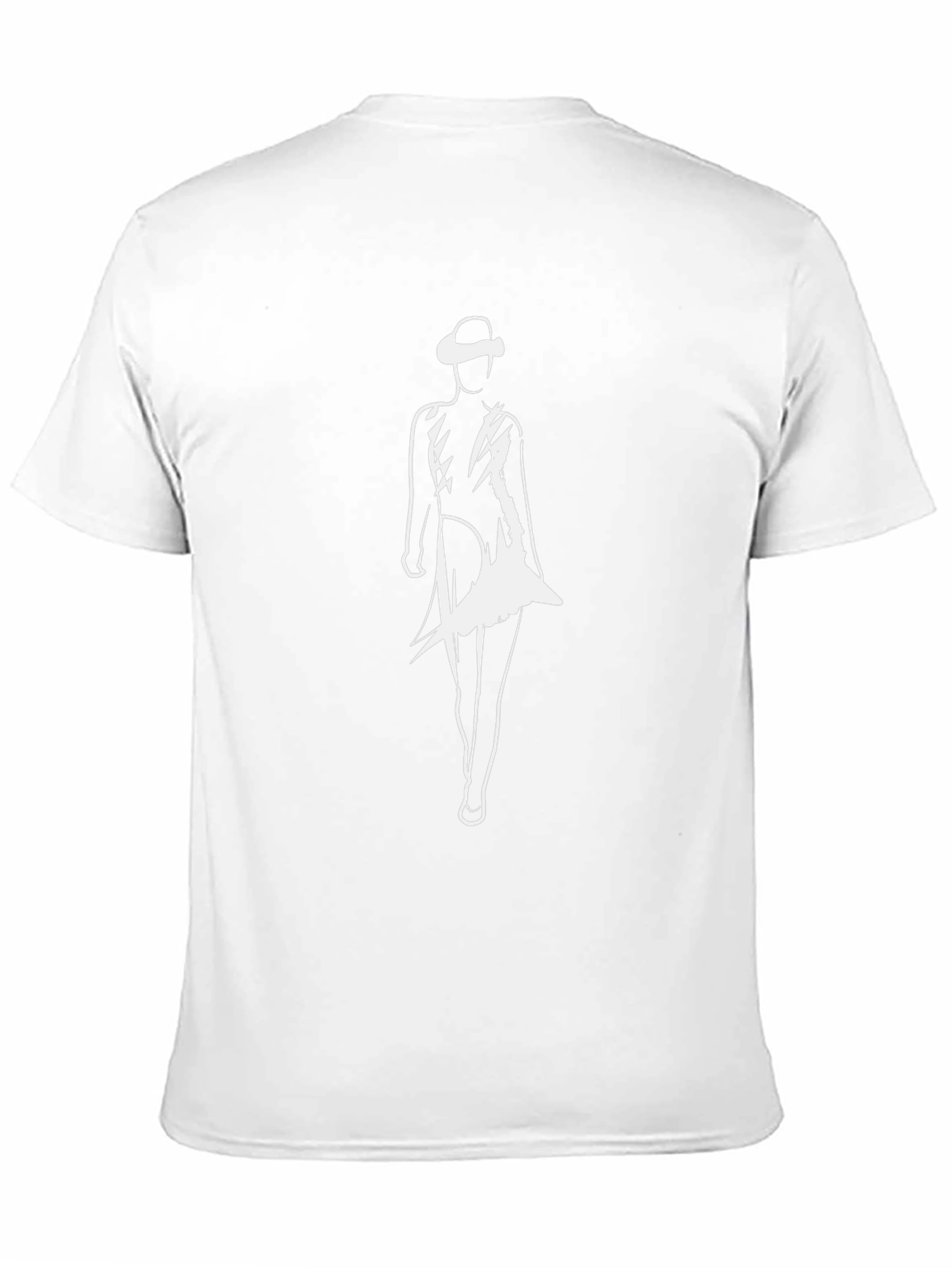 Stylish Black T-Shirt with White Fashion Figure Design