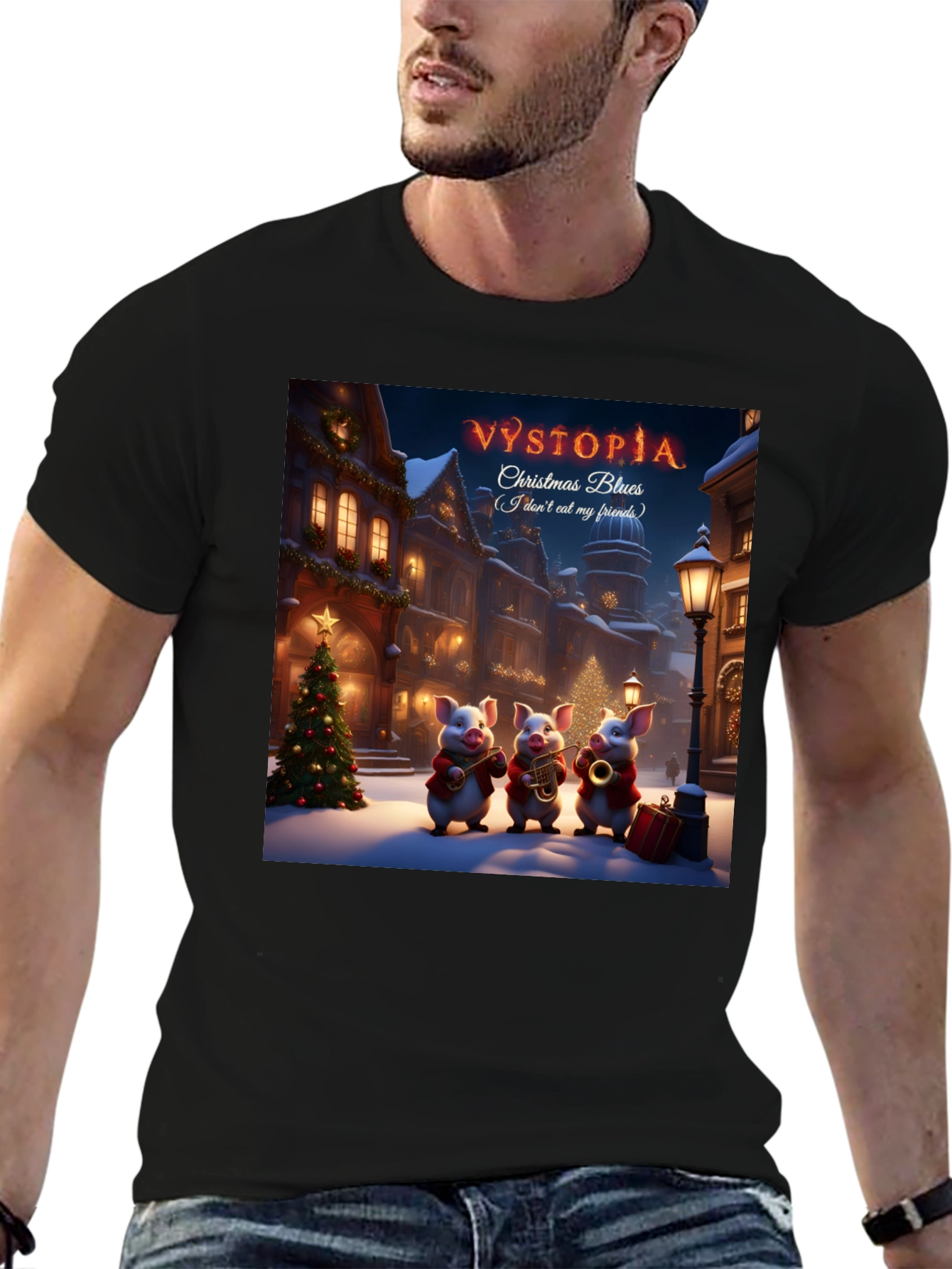 Vystopia Christmas Blues Graphic T-Shirt