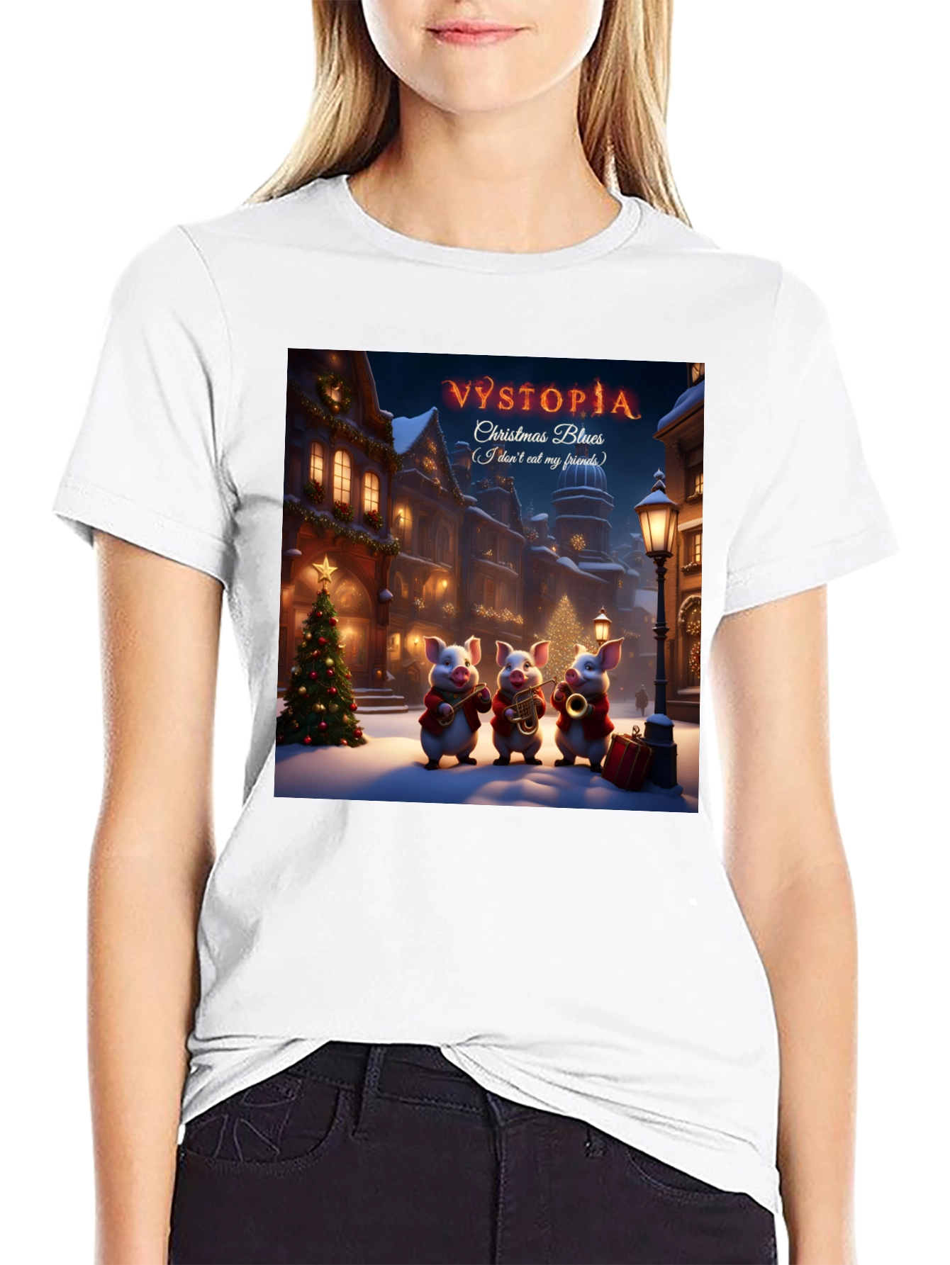 Vystopia Christmas Blues Graphic T-Shirt