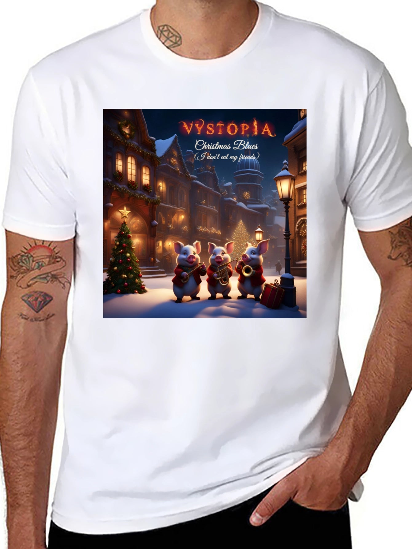 Vystopia Christmas Blues Graphic T-Shirt