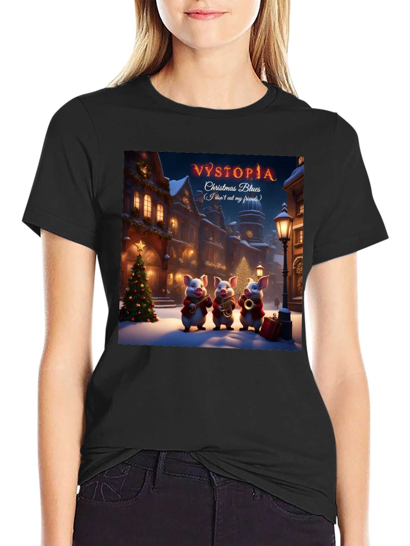 Vystopia Christmas Blues Graphic T-Shirt