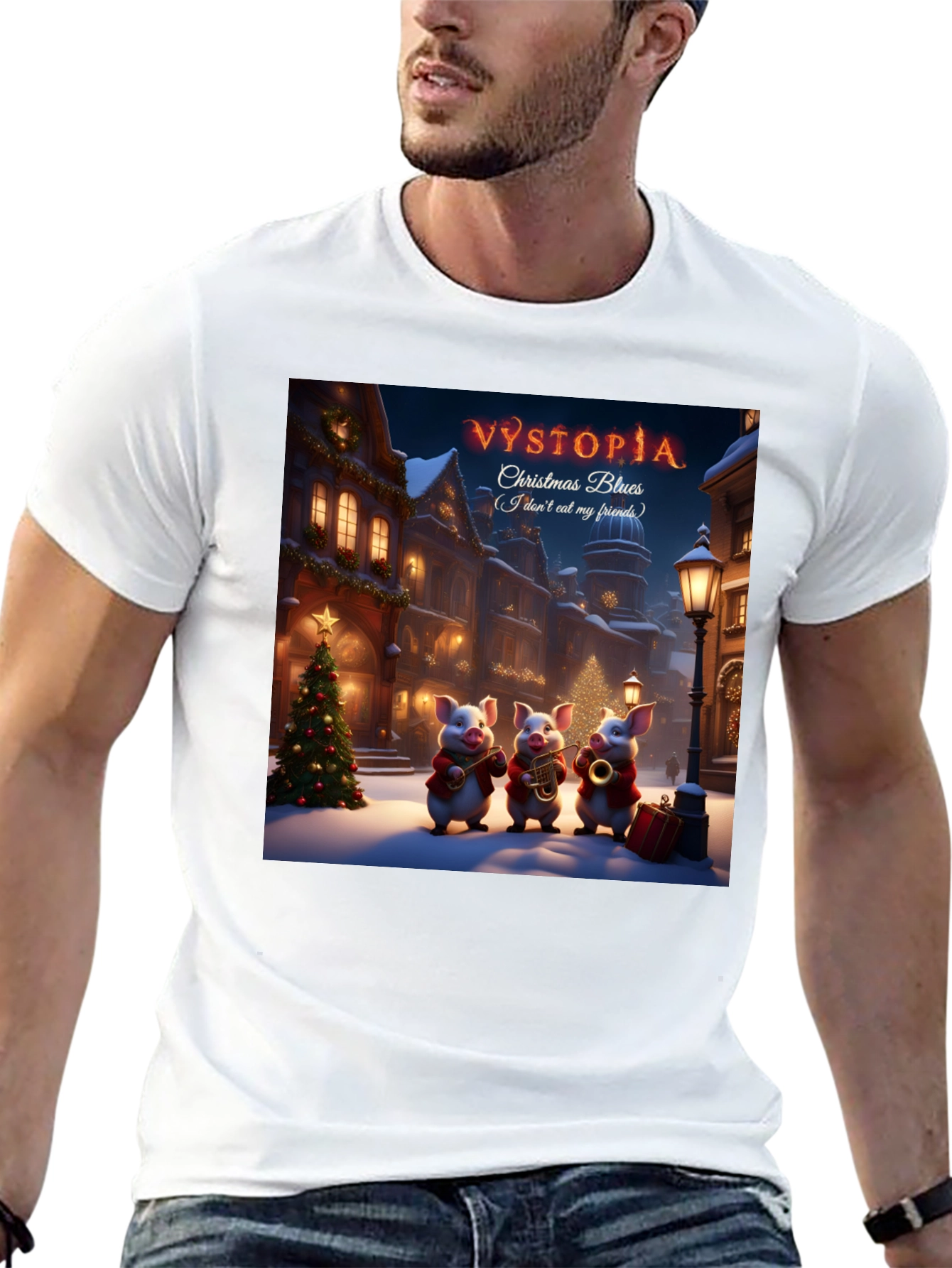 Vystopia Christmas Blues Graphic T-Shirt
