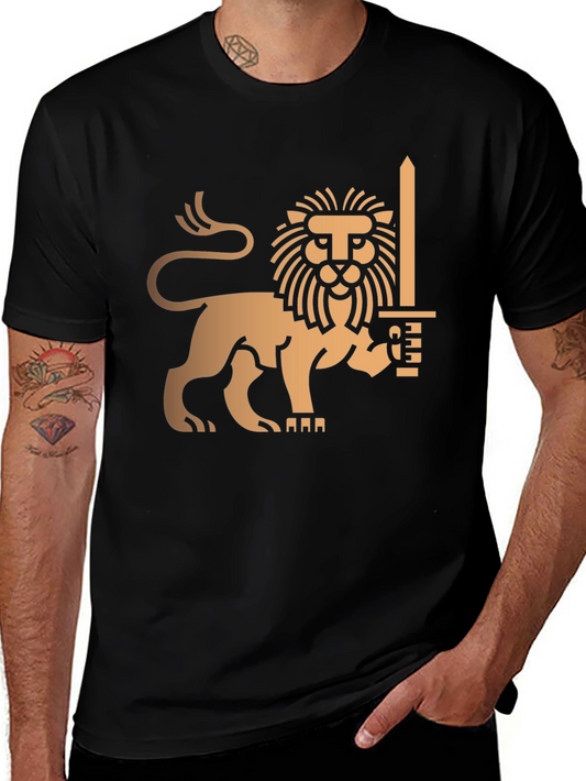 Lion & Sword Graphic Tee - Bold Statement Shirt