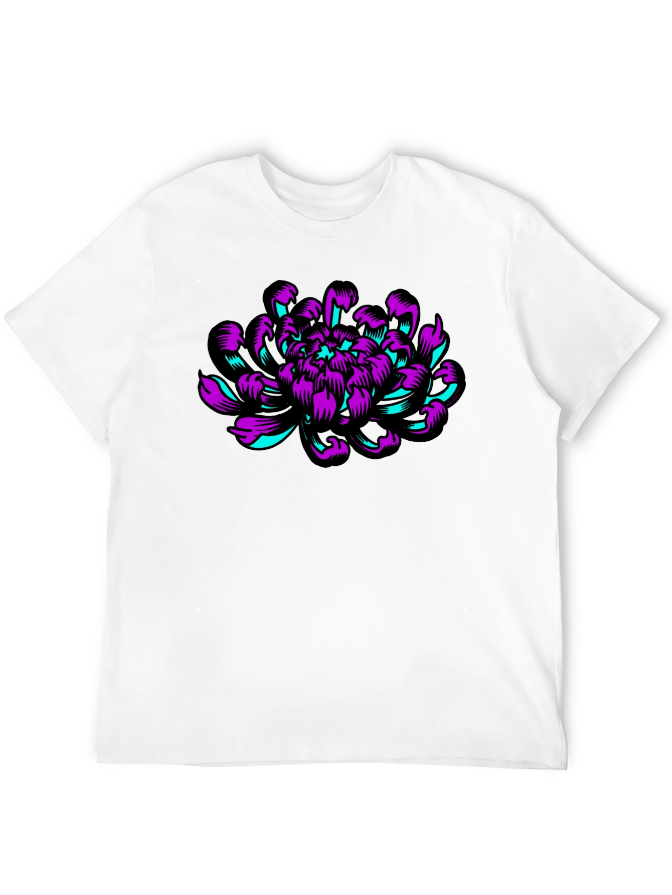 Graphic Flower T-Shirt - Black Cotton Tee