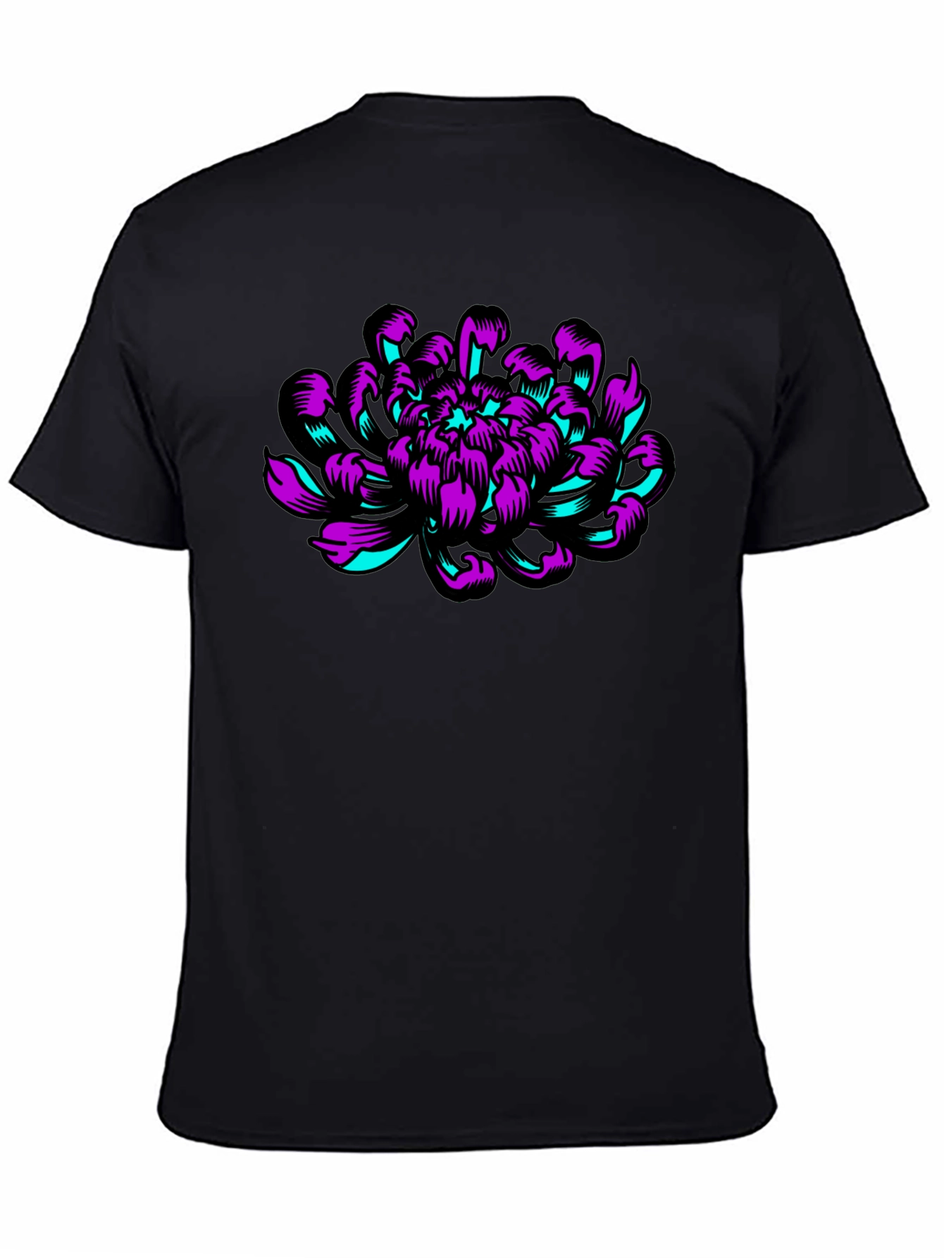 Graphic Flower T-Shirt - Black Cotton Tee
