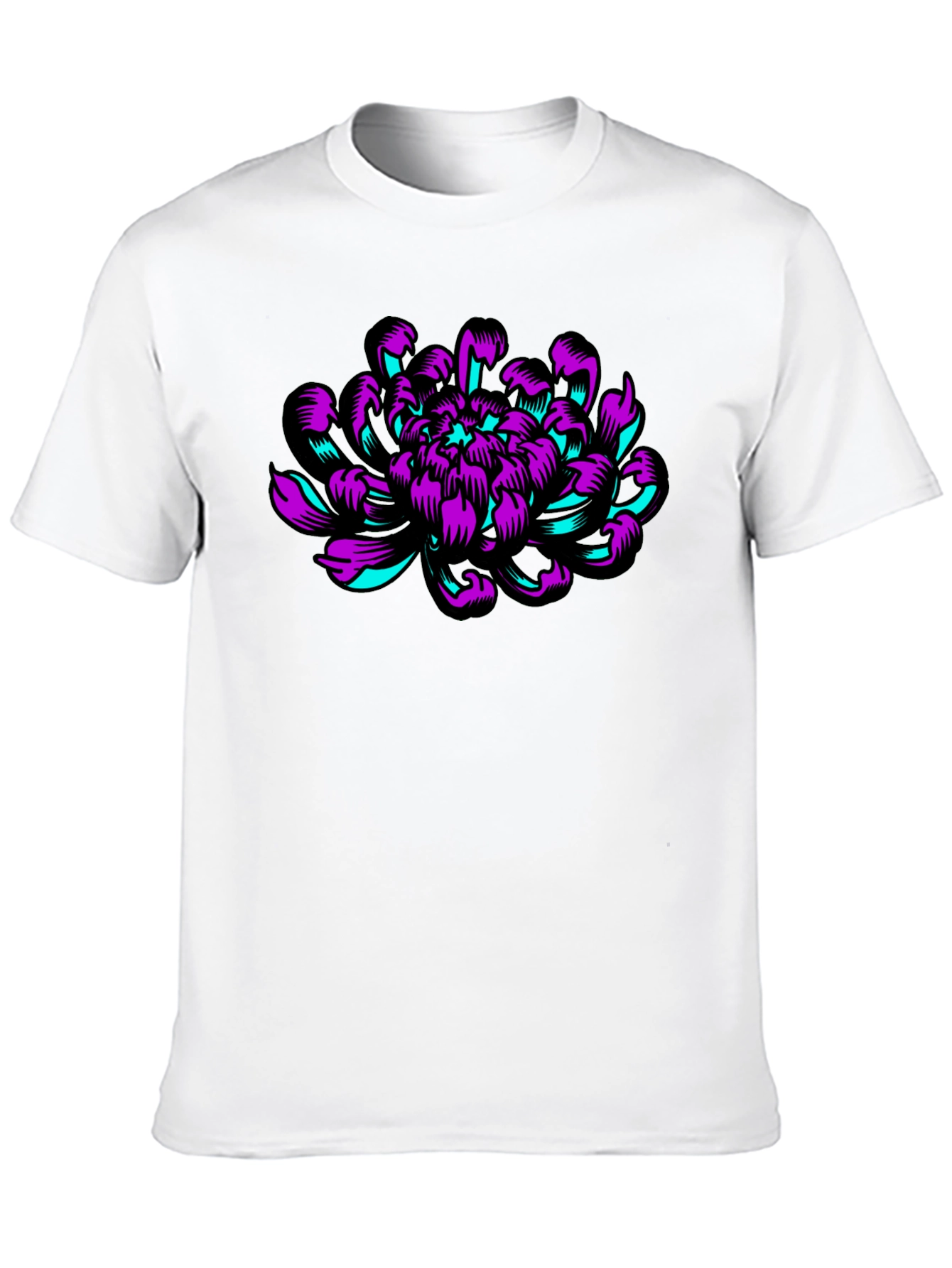 Graphic Flower T-Shirt - Black Cotton Tee