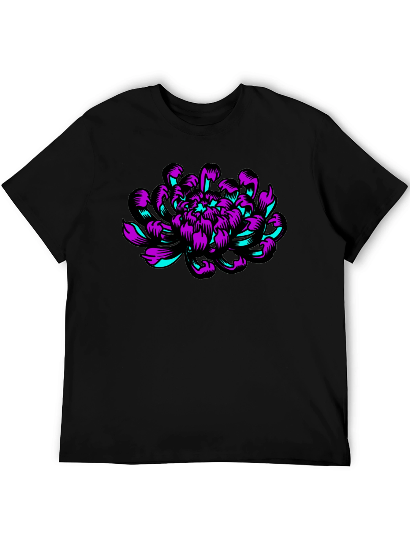 Graphic Flower T-Shirt - Black Cotton Tee