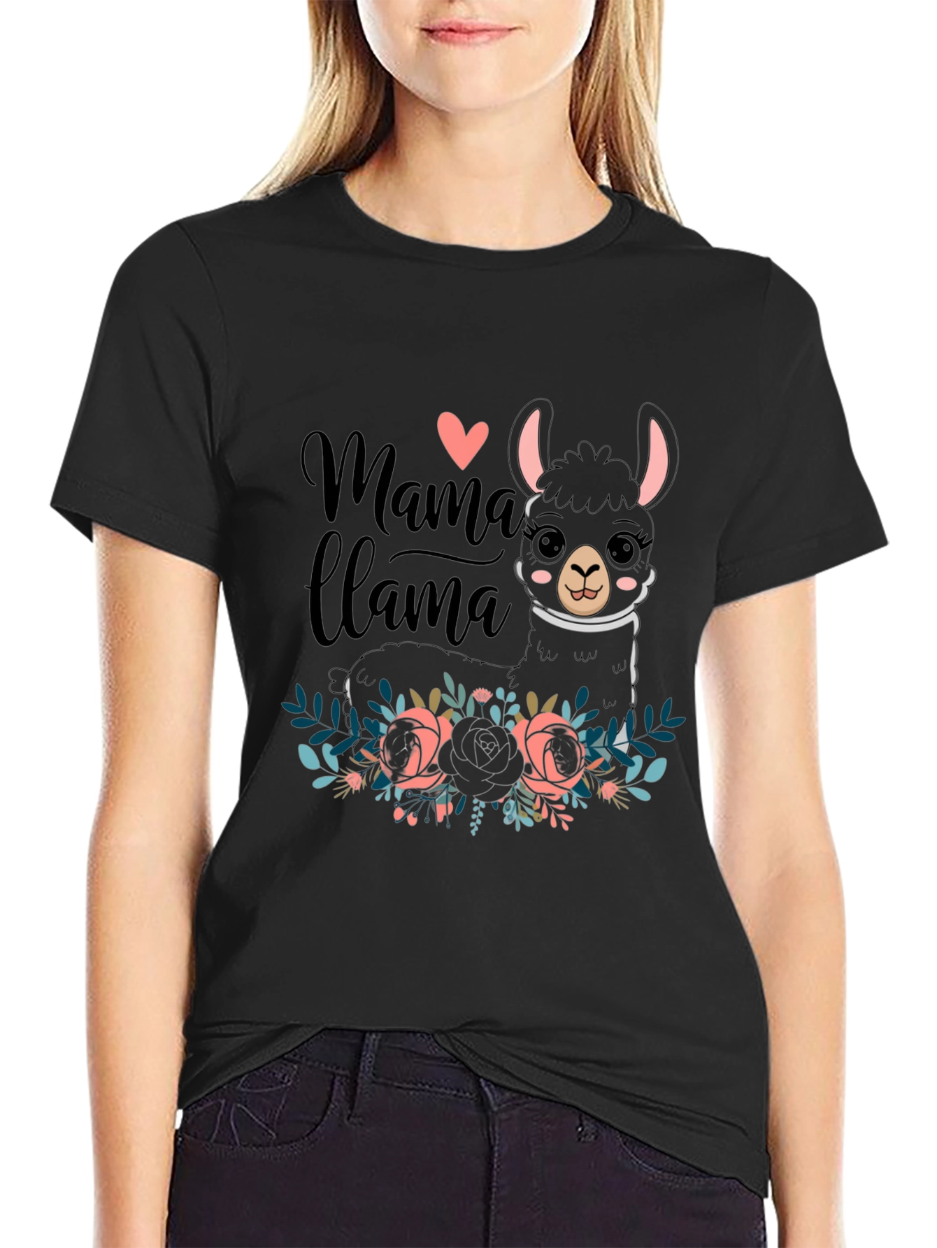 Mama Llama Graphic Tee - Black