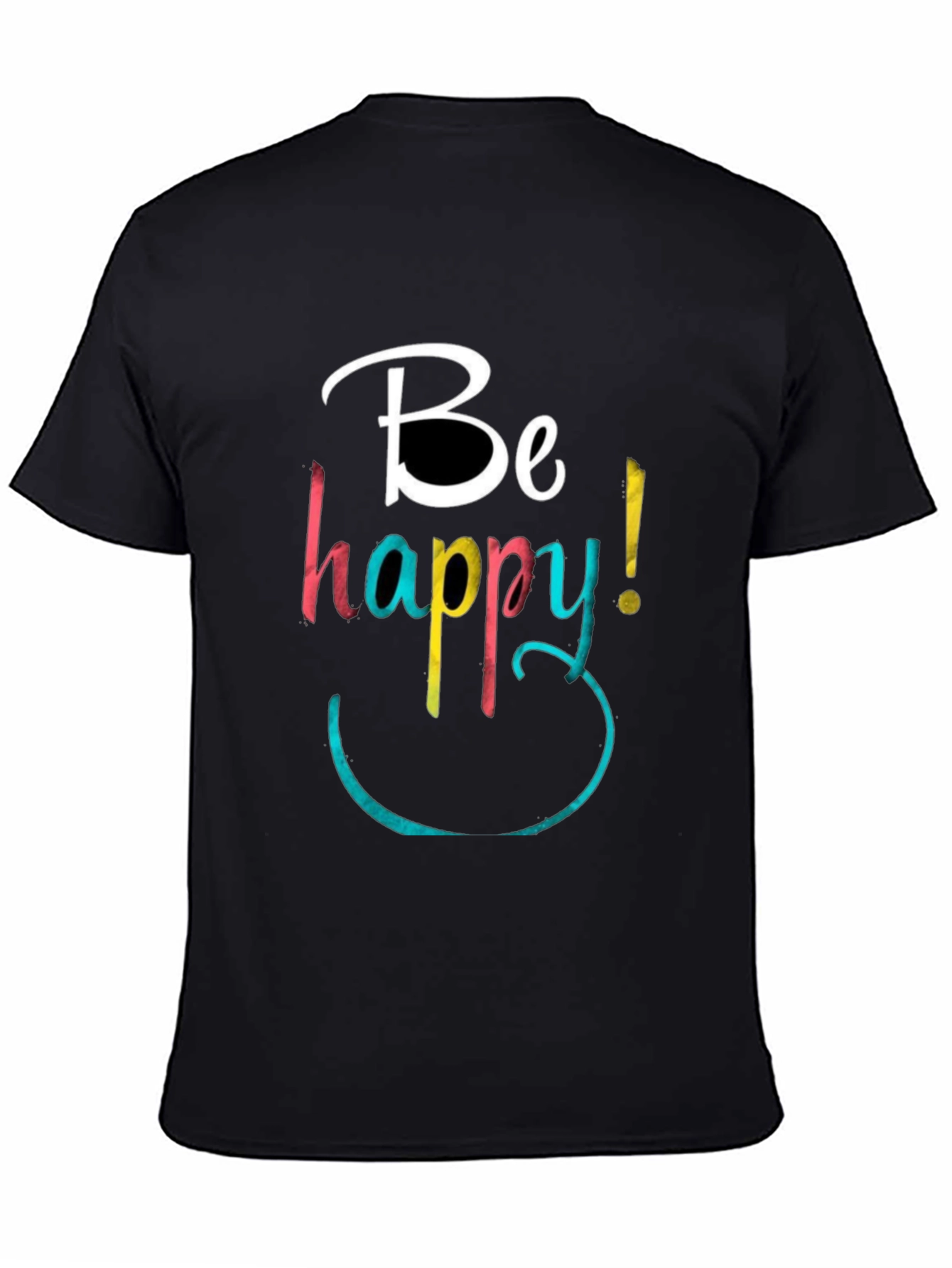 Be Happy Graphic Tee - Black Cotton Blend
