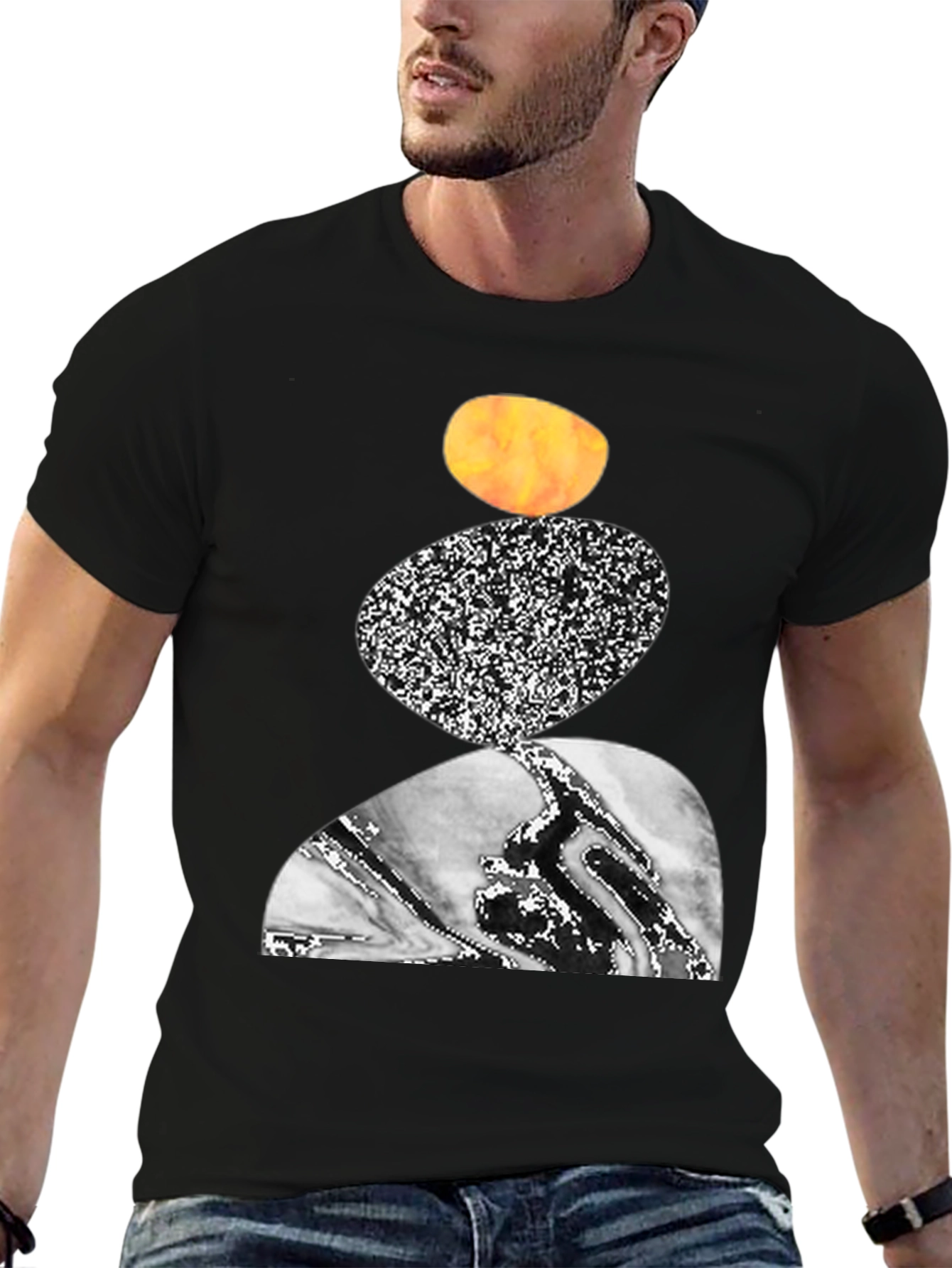 Abstract Stone Stack Graphic Tee - Modern Art Shirt