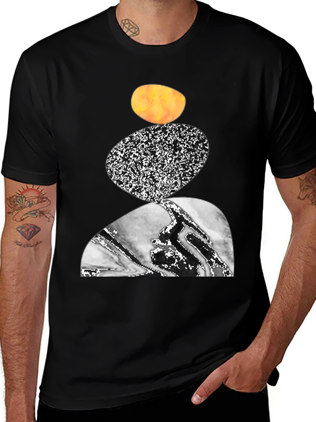 Abstract Stone Stack Graphic Tee - Modern Art Shirt