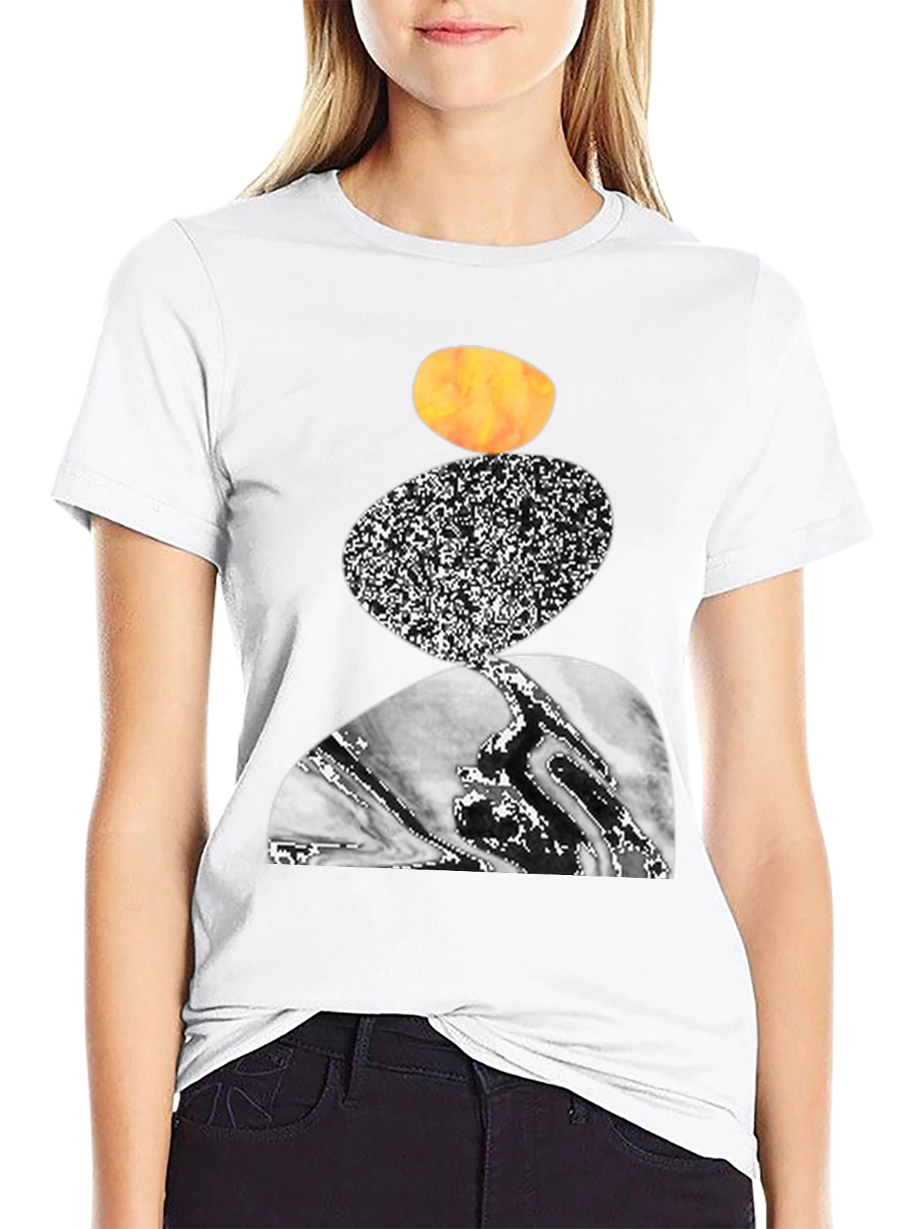 Abstract Stone Stack Graphic Tee - Modern Art Shirt