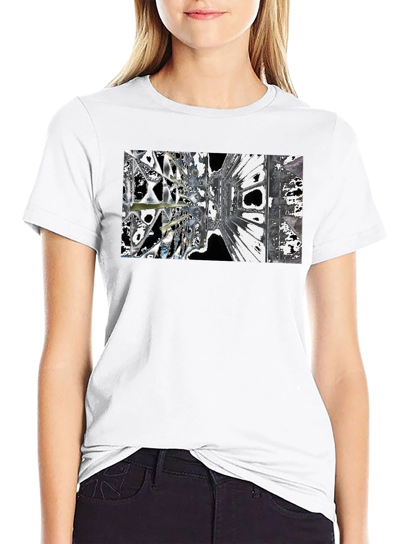 Abstract Architecture Print Black T-Shirt