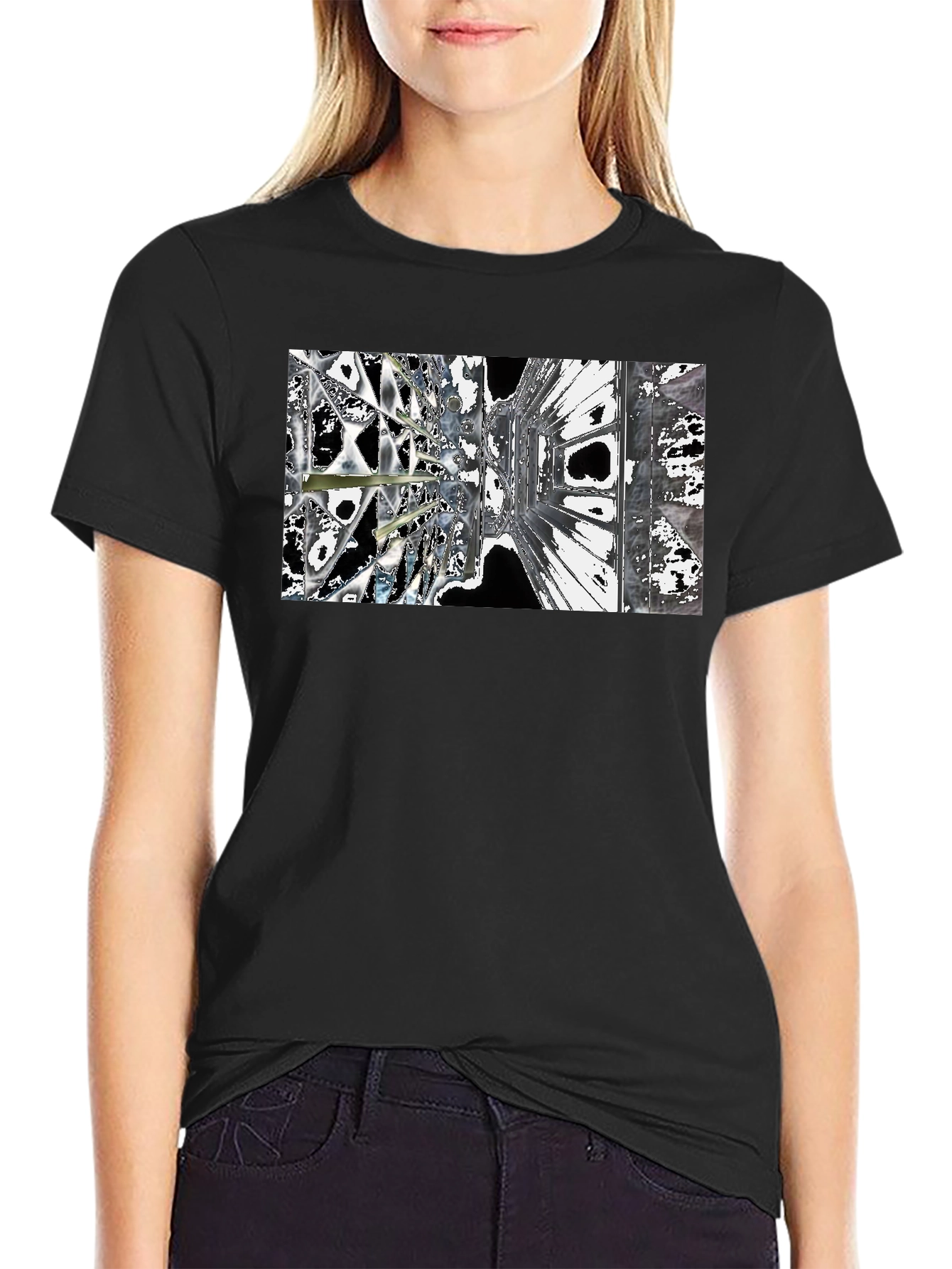 Abstract Architecture Print Black T-Shirt