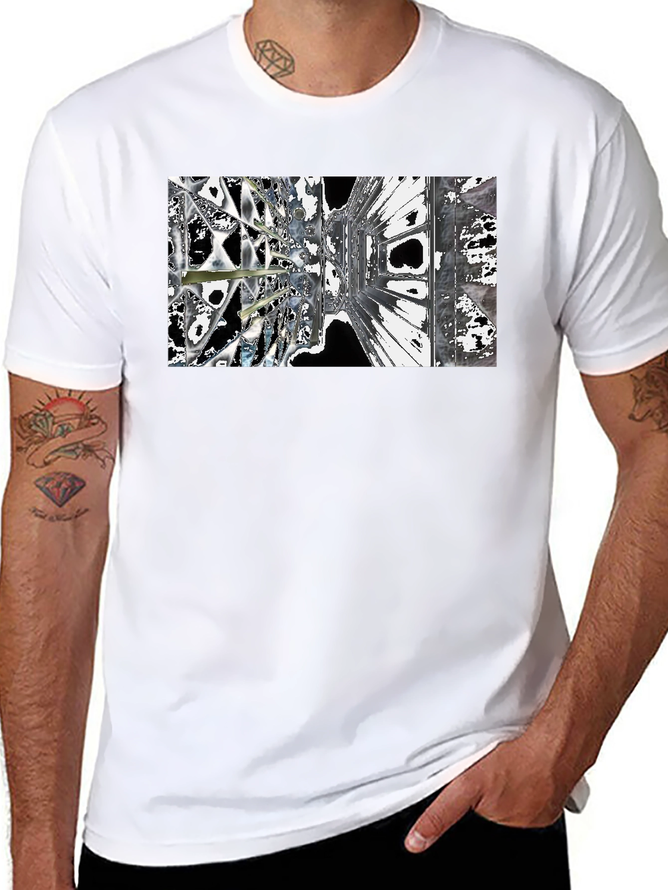 Abstract Architecture Print Black T-Shirt