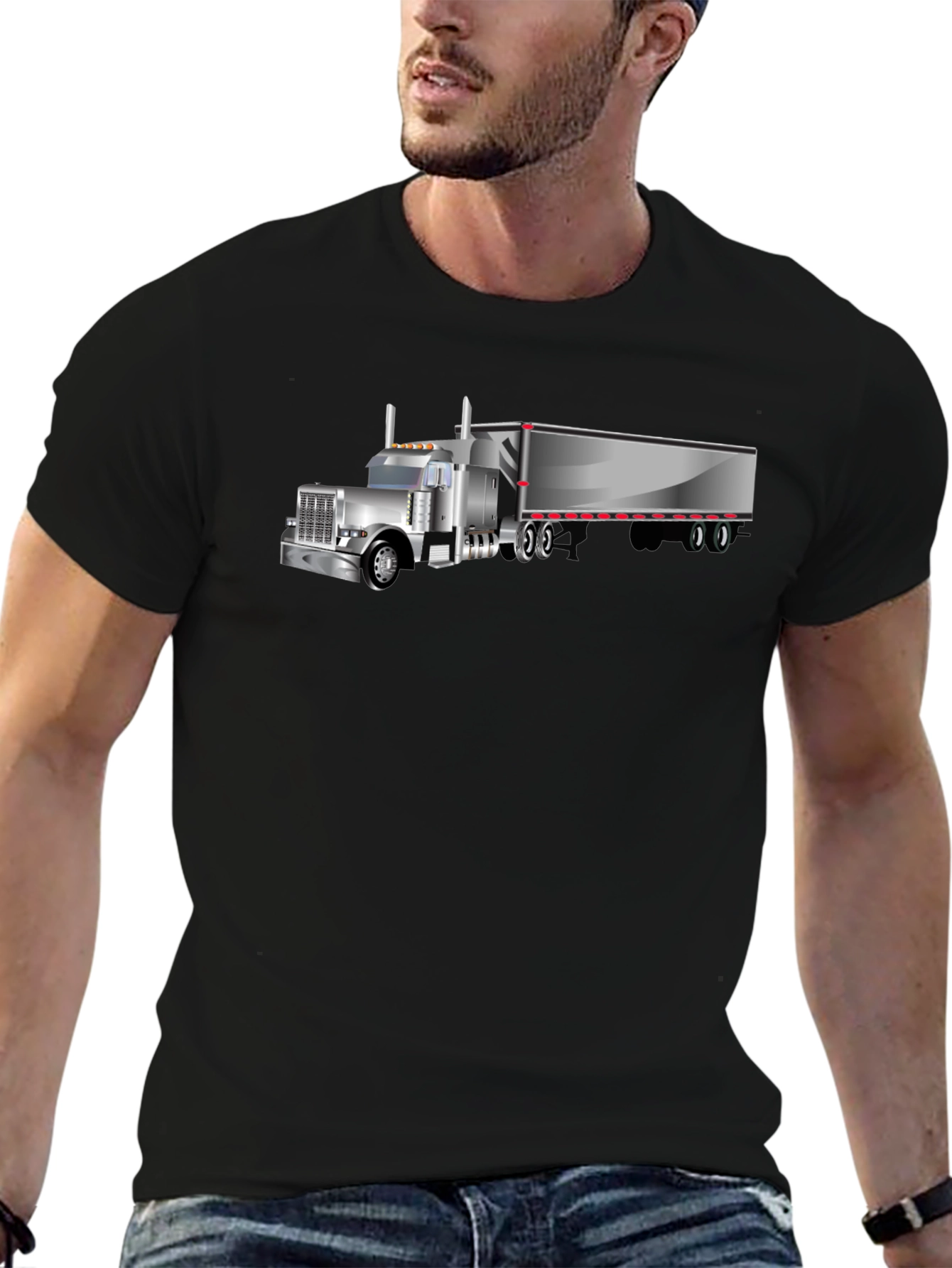 Trucker Tee - Classic Black Truck Graphic T-Shirt